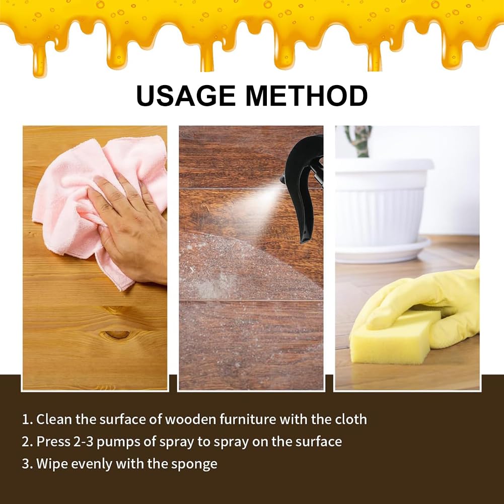 Natural Beeswax Floor Cleaner & Furniture Polish - Micro-Molecularized Wax Spray for Wood Floors, Tables & Cabinets | Eco-Friendly Wood Care for Home & Office