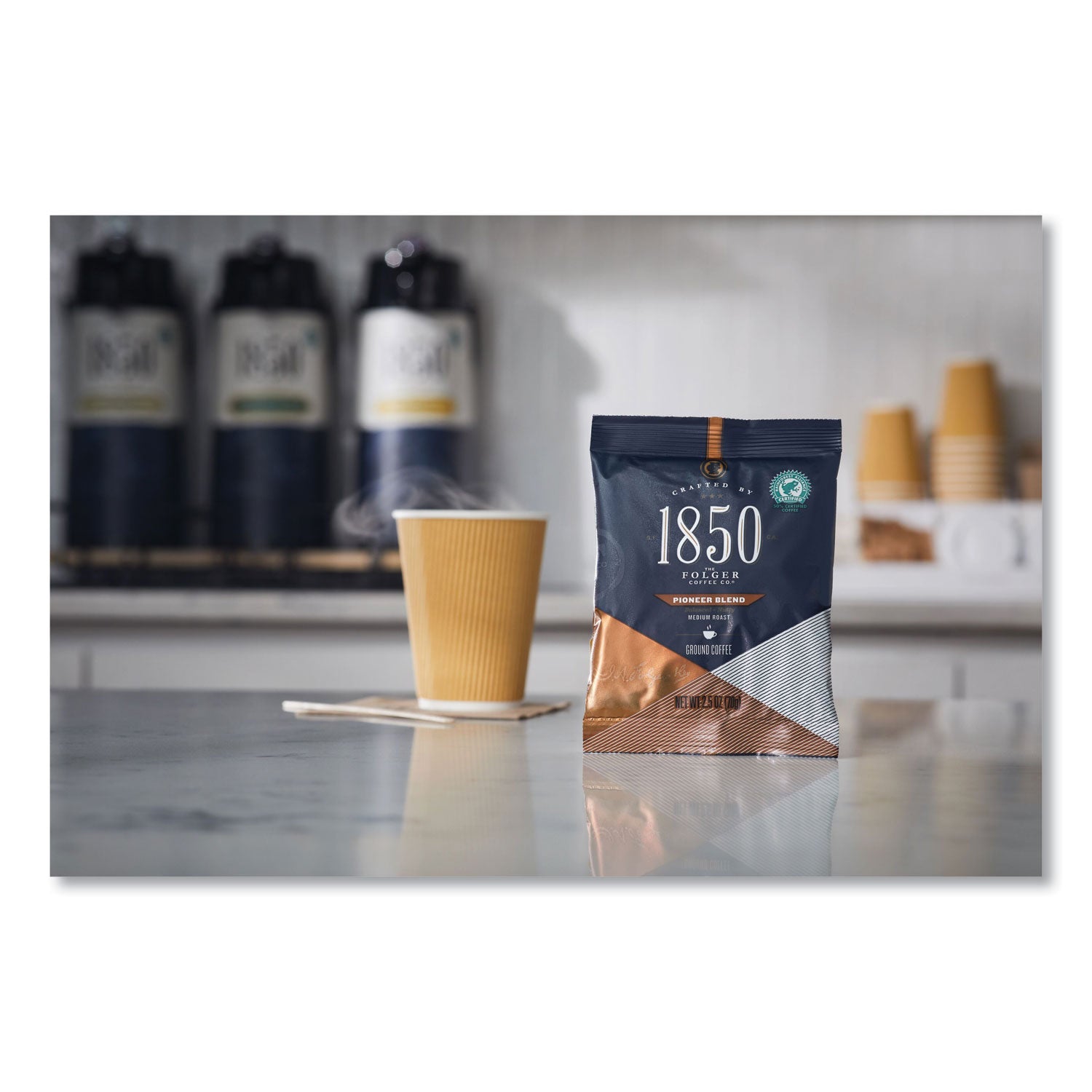 Premium 1850 Coffee Fraction Packs - Pioneer Blend Medium Roast (2.5 Oz, 24 Packs/Carton) | Single-Serve Coffee for Office, Camping & Travel | Rich Flavor & Convenient Brewing