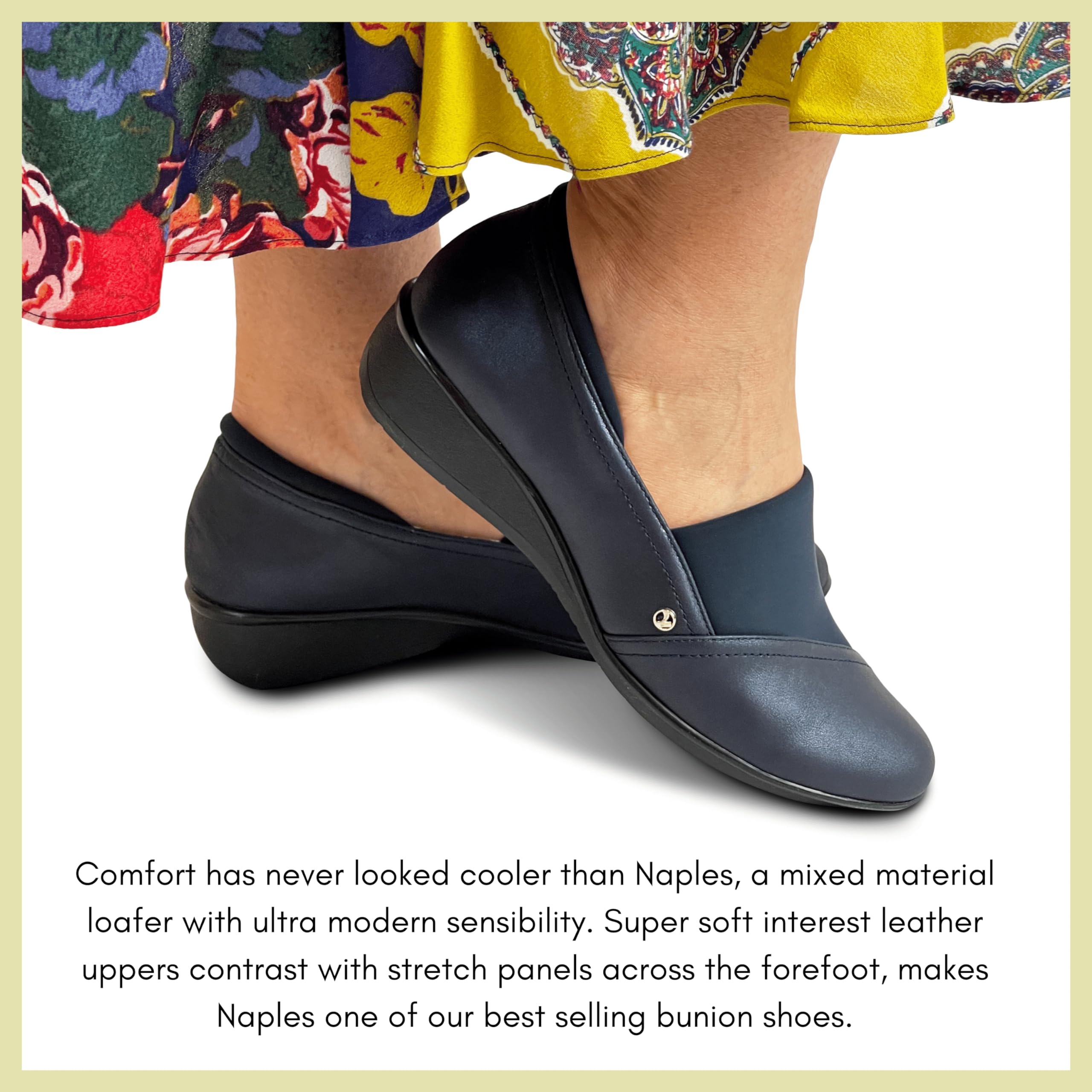 Revere Naples Women's Stretch Loafers - Comfortable Bunion-Friendly Slip-On Shoes with Arch Support & Custom Fit for Work, Travel & Everyday Wear