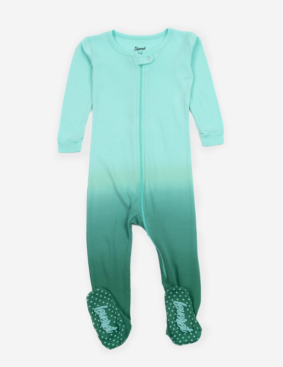 Kids Footed Aqua Ombré Tie Dye Cotton Pajamas Set - Soft & Comfortable Sleepwear for Boys & Girls - Perfect for Bedtime, Lounging & Family Matching Pajama Days