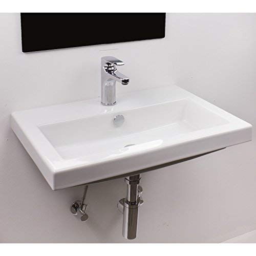 40 Series White Rectangular Ceramic Self-Rimming Bathroom Sink - Wall Mount or Drop-In Installation - Perfect for Modern Bathrooms, Powder Rooms & Small Spaces
