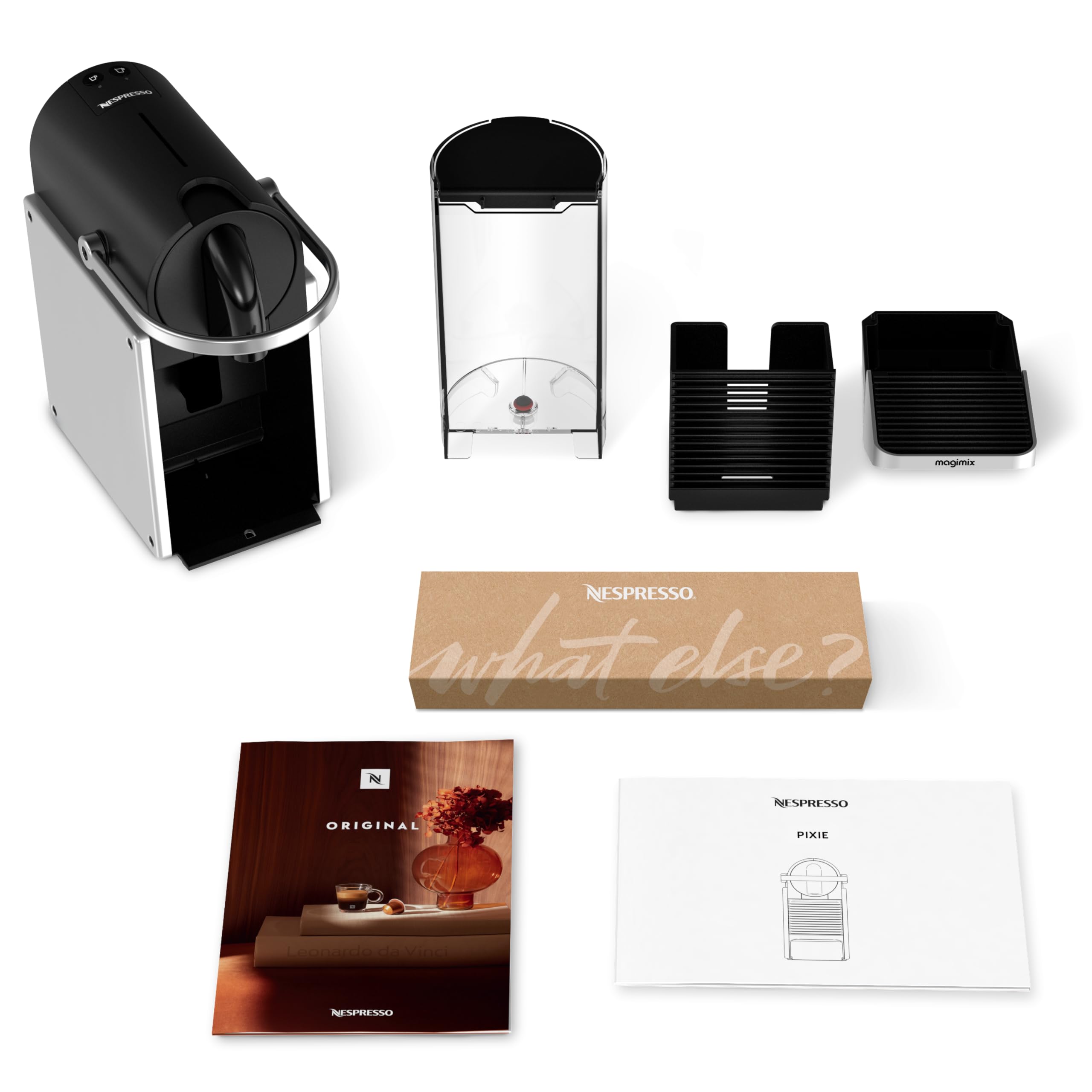 Magimix Nespresso Pixie Espresso Coffee Maker - Grey Metal (Model 11327) | Compact & Fast for Home, Office, or Travel Use