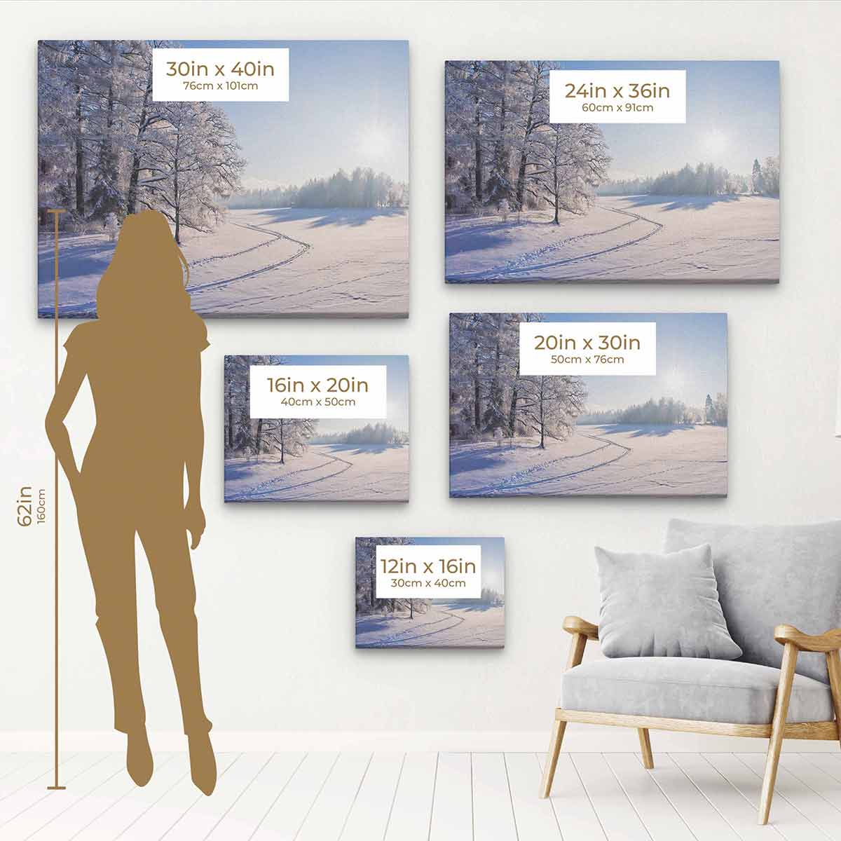 White Landscape Wall Art Canvas Print - Modern Home Decor for Living Room, Bedroom & Office - 4623