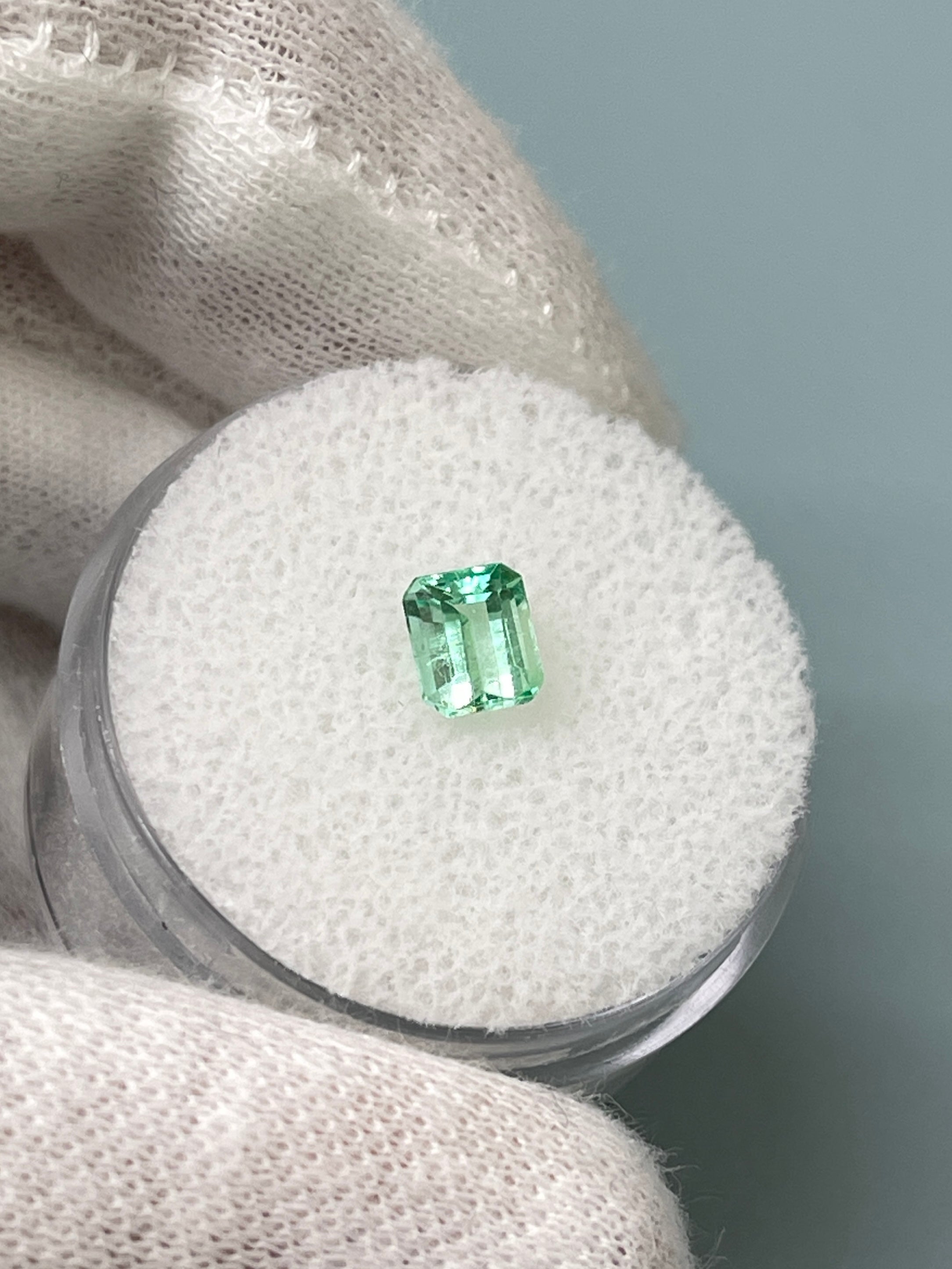 14K Gold Custom Pendant with 0.57 Carat 5.5x4.6mm Pastel Green Natural Colombian Loose Emerald - Emerald Cut Gemstone Jewelry for Elegant Necklace & Special Occasion Gifts
