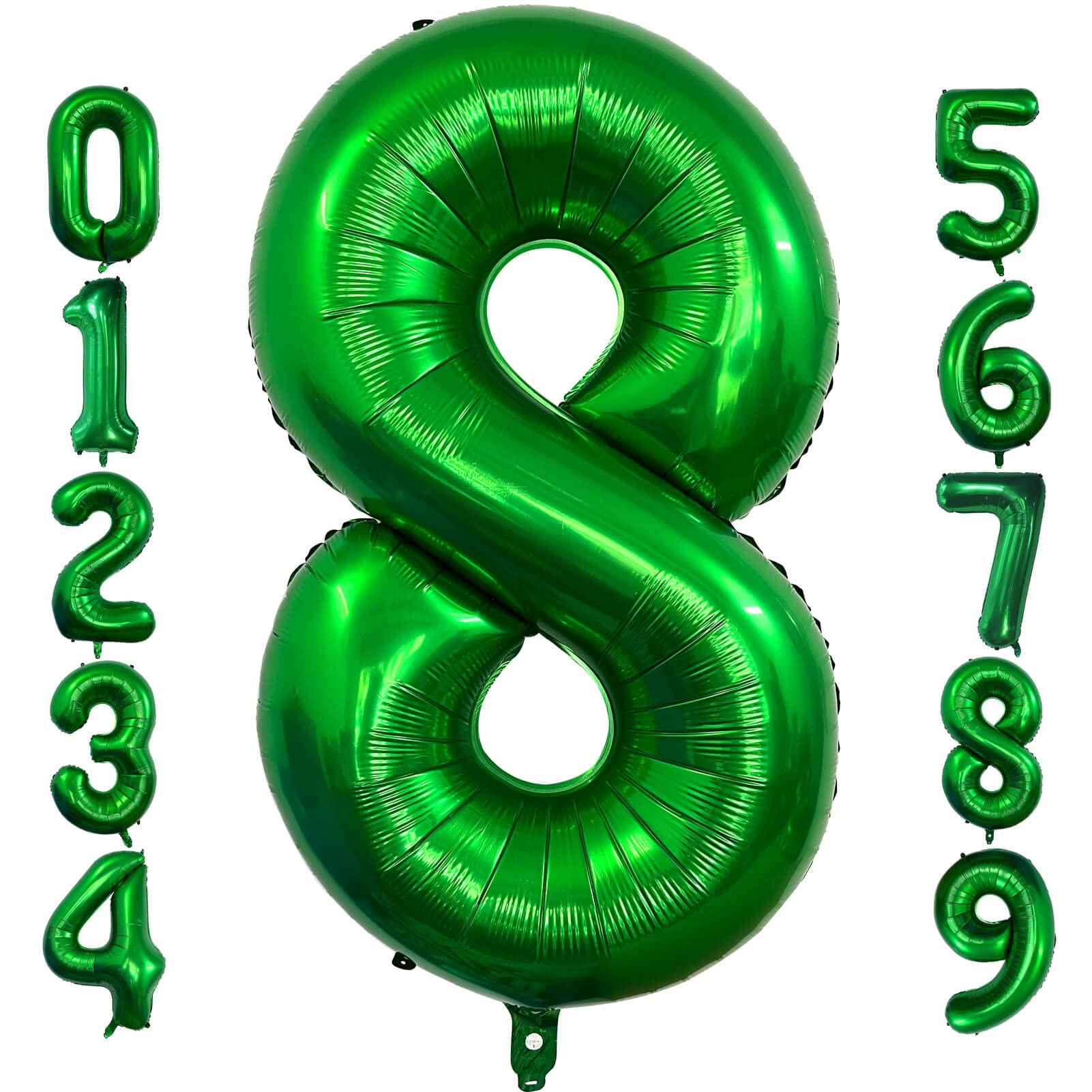 40 Inch Dark Green Number 8 Mylar Foil Balloon - Large Jumbo Digit Helium Balloon for Birthday Party, Graduation, Anniversary & Baby Shower Decorations - Perfect for Photo Shoots & Celebration Events