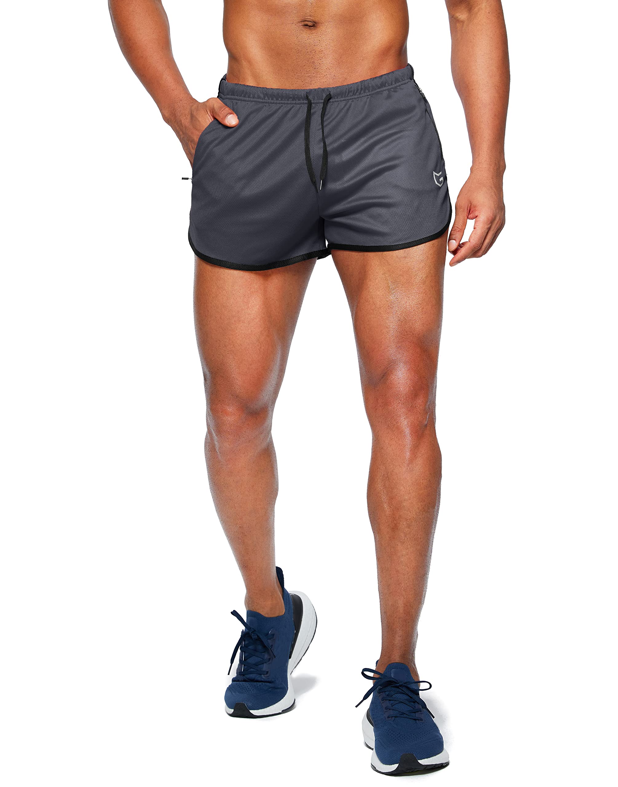 **Men's 3 Inch Running Shorts - Quick Dry Gym Athletic Jogger Shorts with Zipper Pockets - Perfect for Jogging, Workouts & Outdoor Activities**