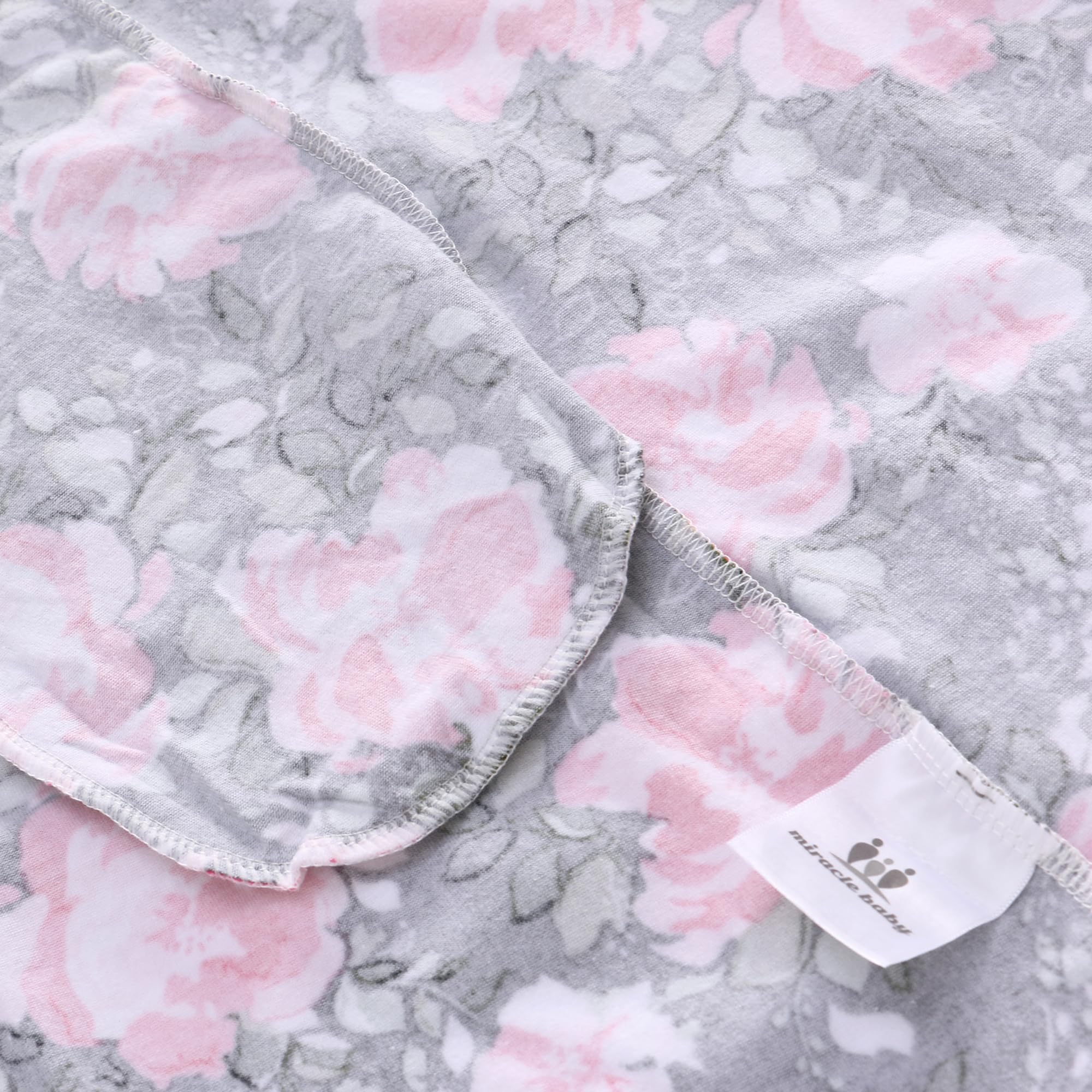4 Pack Maternity Robe & Baby Swaddle Set with Hat - Stretchy Nursing Dress with Pockets, Soft Receiving Blanket for Mom & Newborn (Grey Floral) - Perfect for Hospital Delivery, Breastfeeding & Newborn Photo Shoots