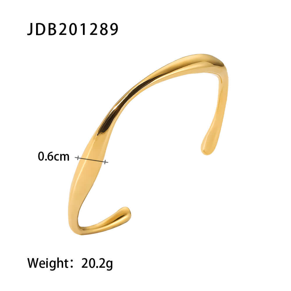 18K Gold Plated Minimalist Cuff Bangle Bracelet for Women - Elegant Stackable Jewelry for Everyday Wear | JDB289 | Perfect for Office, Date Night & Special Occasions