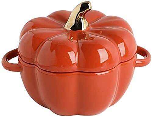 Premium Ceramic Casserole Pot with Lid - High-Temperature Resistant Clay Cookware for Oven & Stovetop - Orange - Perfect for Stews, Soups & Baking (Household Kitchen Essential)