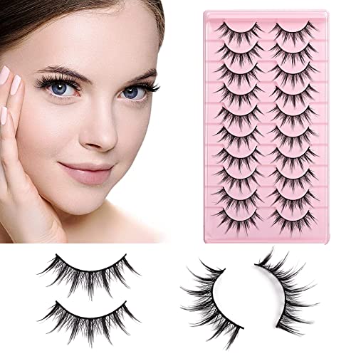 SAOTAENG Manga Lashes - 10 Pairs Fluffy Faux Mink False Eyelashes for Natural Look | Asian Style Eyelash Clusters | Perfect for Daily Wear, Cosplay & Special Occasions