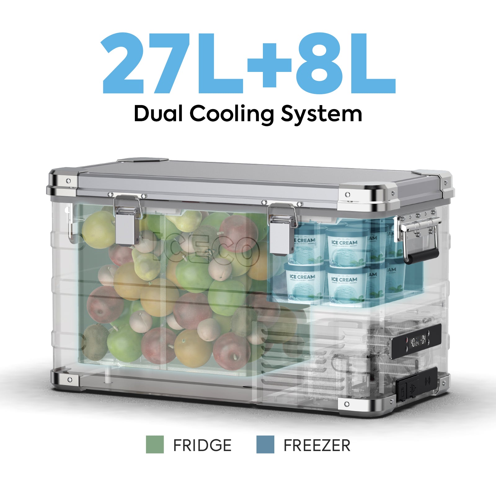 ICECO 37QT APL35 Ultra-Light Dual Zone Portable Freezer - Perfect for Camping, Road Trips & Outdoor Adventures