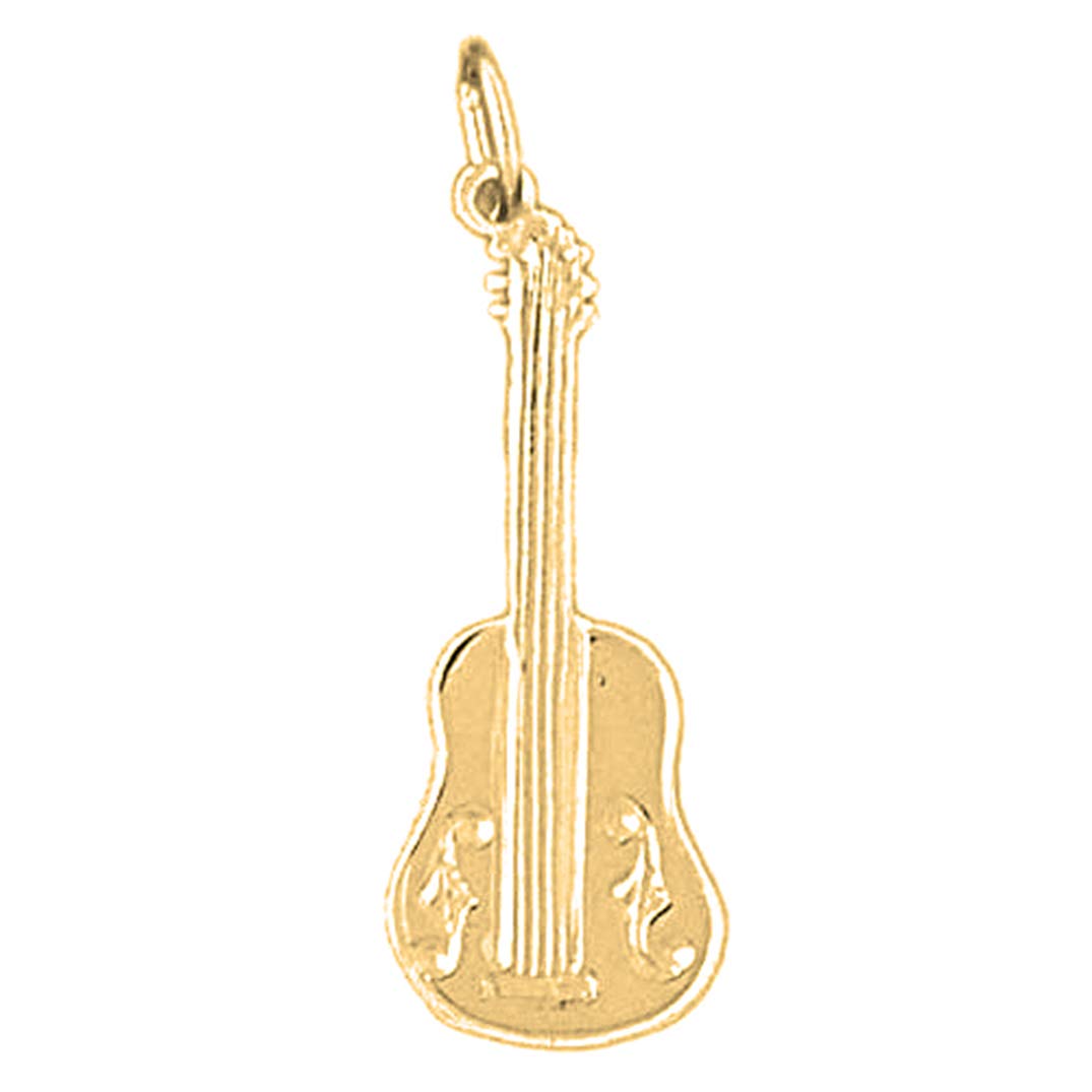14K Yellow Gold Plated 925 Silver Acoustic Guitar Pendant Necklace - Elegant Musical Jewelry Gift for Musicians & Music Lovers - Perfect for Concerts, Gifts & Everyday Wear
