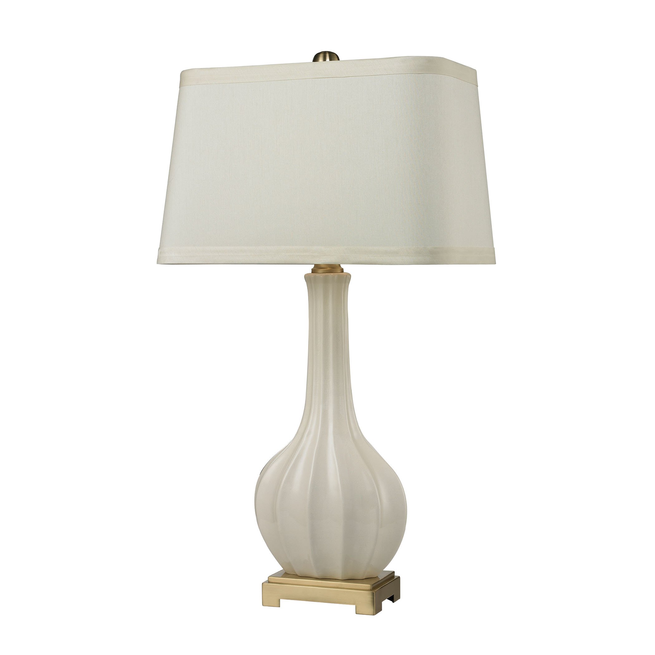 White Glazed Fluted Ceramic Table Lamp - Elegant Home Decor for Bedroom, Living Room & Office Lighting