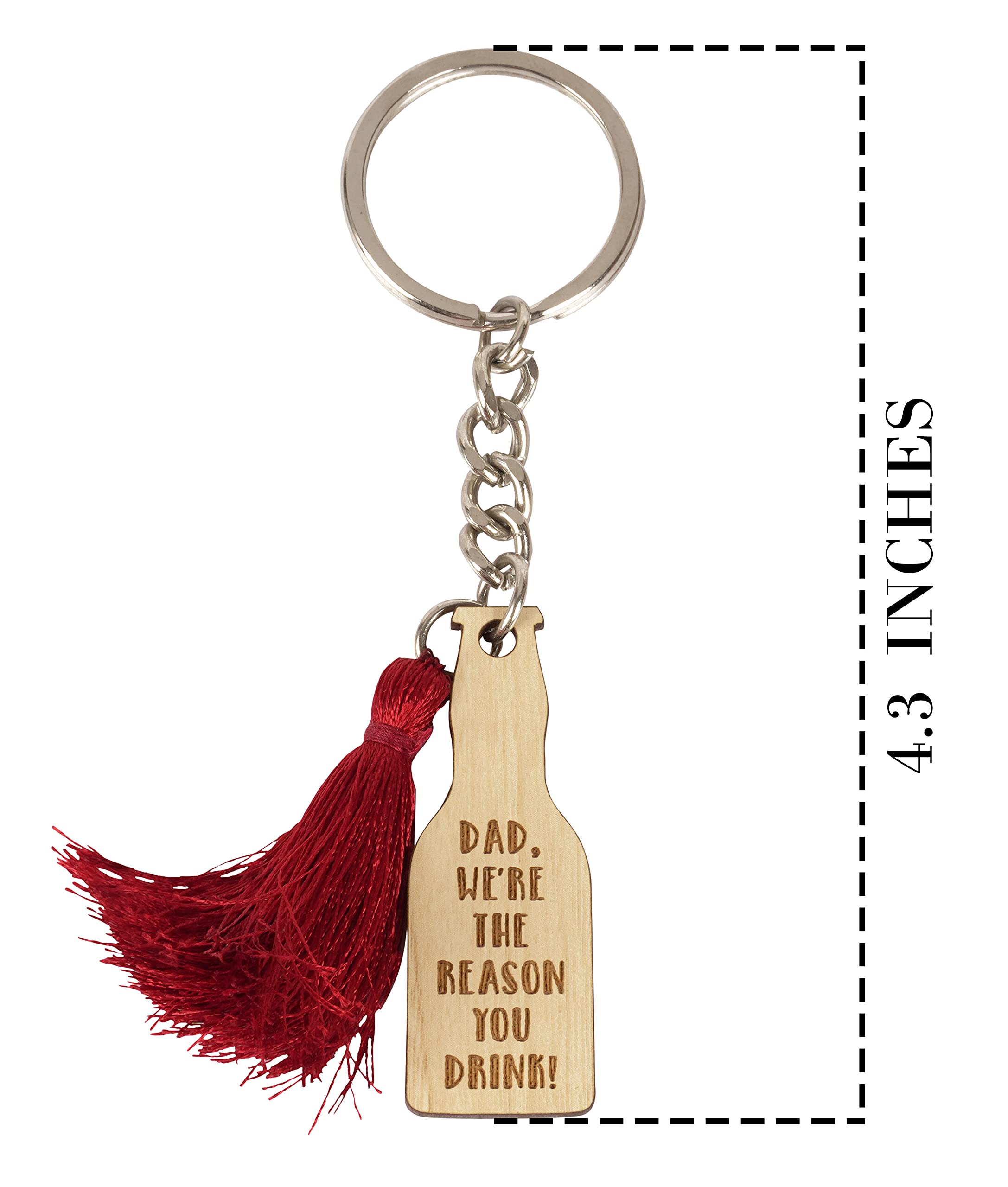 Funny Wood Engraved Keychain for Dad - Sarcastic 'We're The Reason You Drink' Novelty Gift | Perfect for Father's Day, Birthday Gifts & Everyday Humor