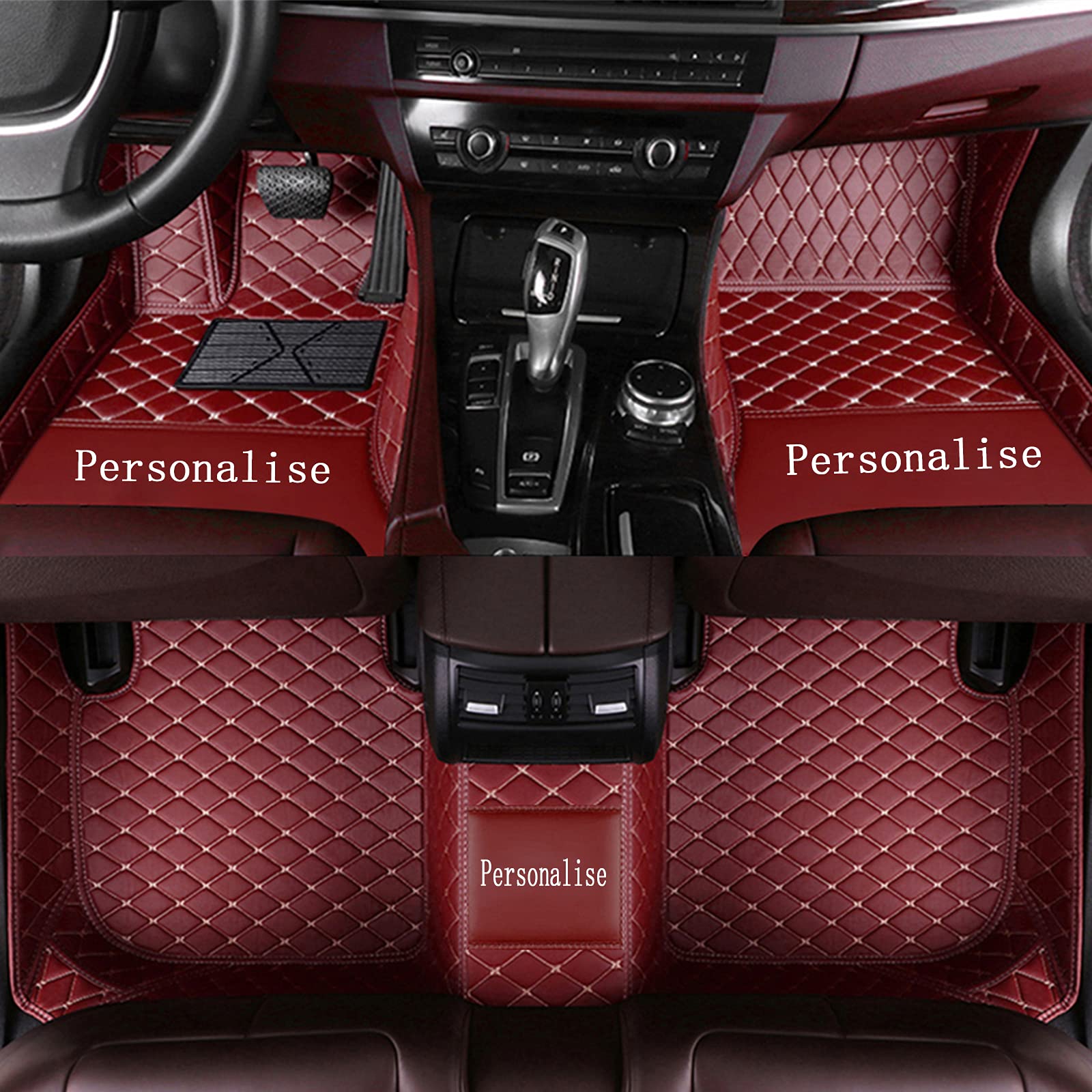 Premium Custom Car Floor Mats for SUV, Truck & Van - Heavy Duty All-Weather Front & Rear Liners Full Set in Wine Red | Perfect for Road Trips, Daily Commute & Off-Road Adventures