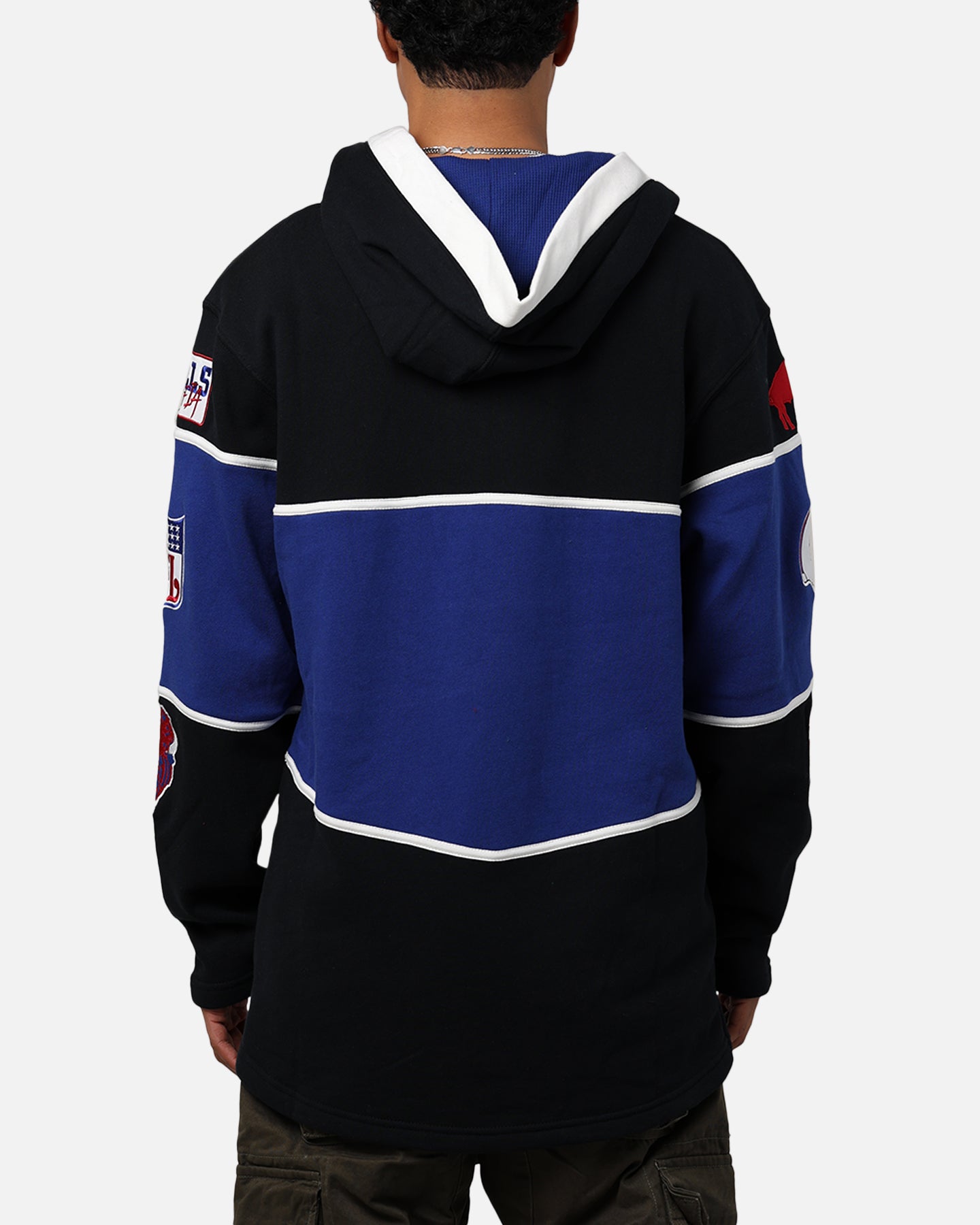 47 Brand Buffalo Bills NFL Legacy Lacer Hoodie for Men - Jet Black Pullover Sweatshirt with Team Logo - Perfect for Game Day, Tailgating & Casual Wear