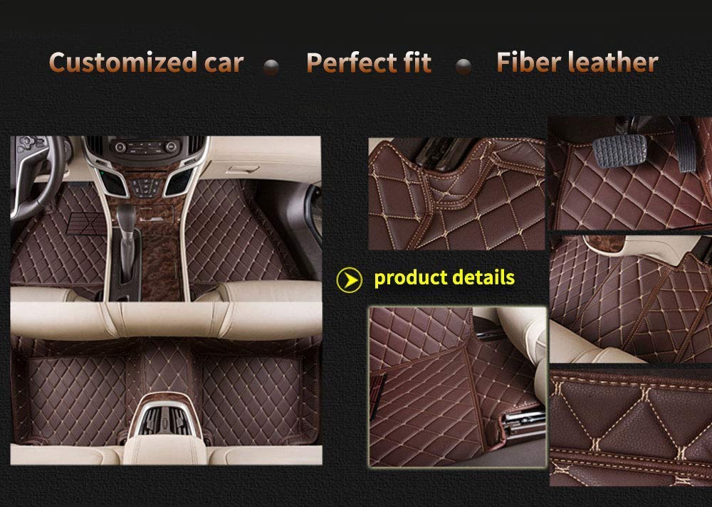 Premium All-Weather Car Floor Mats for Volvo S90 2018-2019 - Full Coverage Non-Slip Leather Liners in Brown - Perfect for Winter Snow, Rain Protection & Daily Commuting