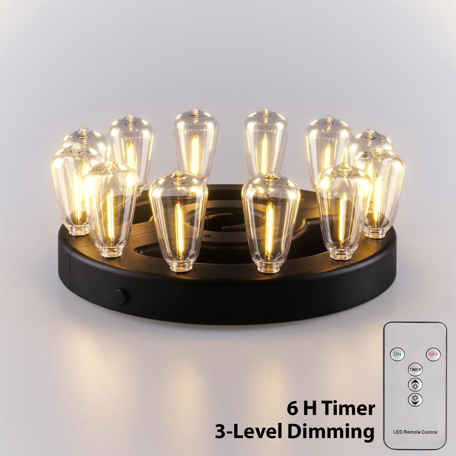 12 LED Dimmable Umbrella Lights with Timer - Battery Operated Warm White Patio Lights for Outdoor, Backyard, Camping & Garden Parties (3 Brightness Modes)
