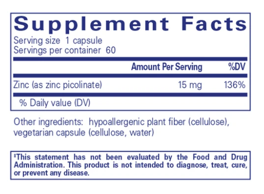 Zinc 15mg Dietary Supplement - 60 Capsules for Immune Support & Wellness | Boost Energy & Metabolism - Ideal for Daily Health Routine & Cold Season Defense