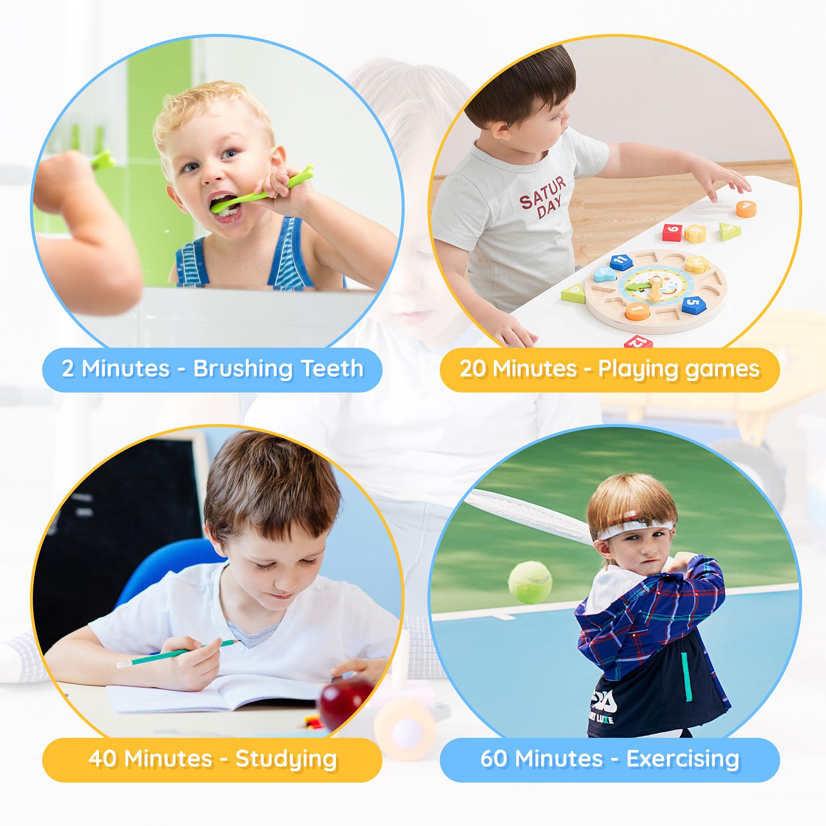 60-Minute Digital Visual Timer for Kids - Silent Countdown Clock for Classroom, Homework & Time Management - Blue & White Toddler Timer for Focus, Chores & Learning Activities