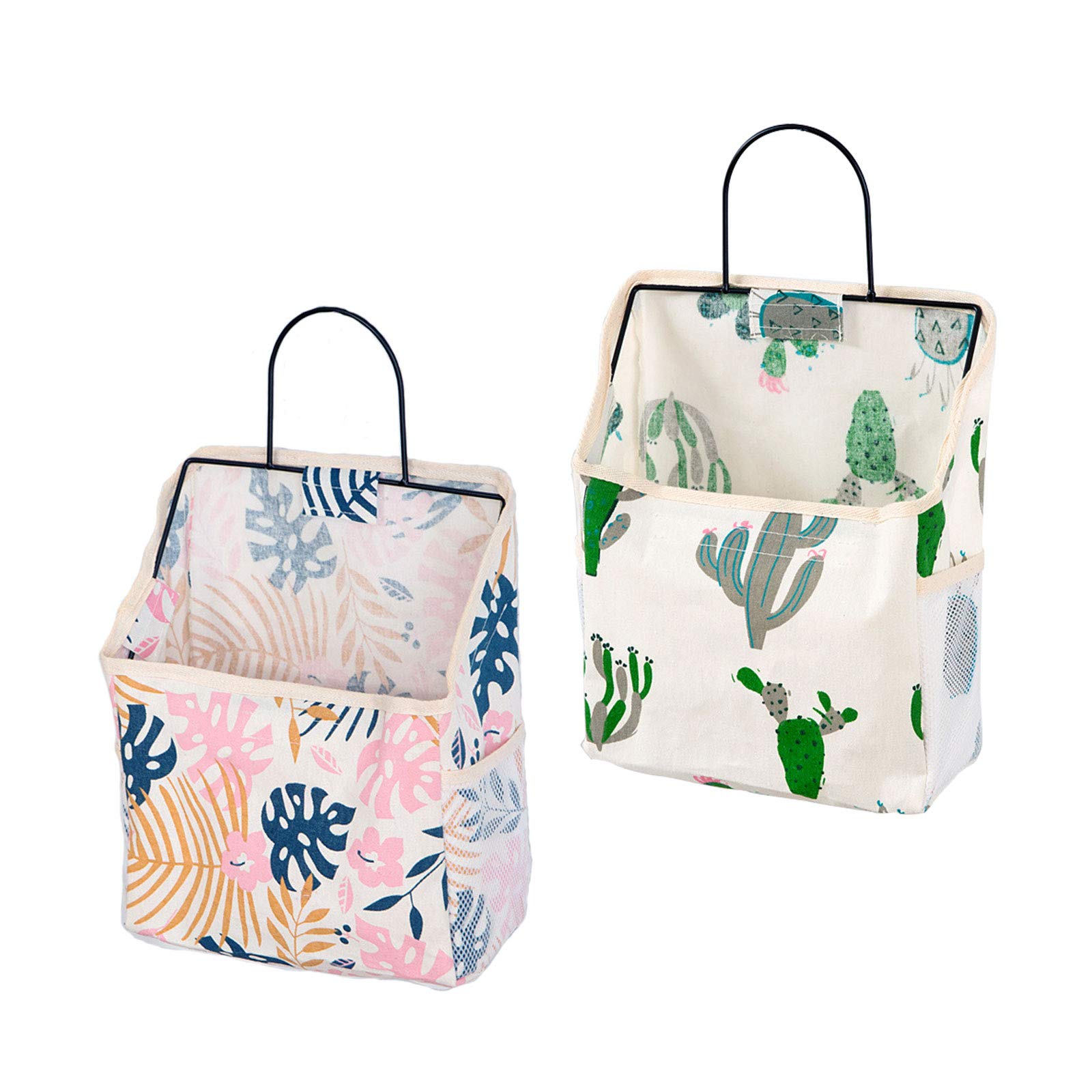 2-Pack Over The Door Hanging Storage Organizer - Cotton Linen Fabric Wall Pocket Basket for Closet, Bedroom & Bathroom - Perfect for Towels, Toys, Accessories & More