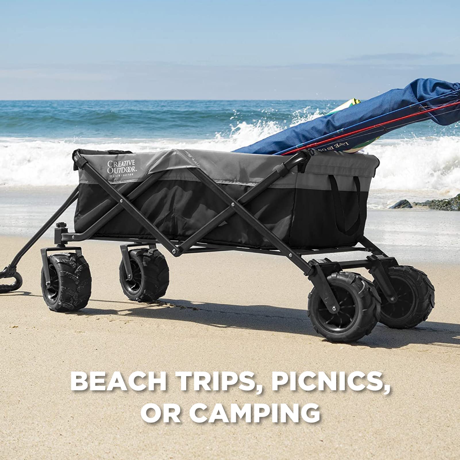 Best Collapsible Outdoor Wagon for Kids - All Terrain Push Pull Stroller with Foldable Design | Perfect for Beach, Park, Garden, Sports & Camping Trips | Durable Cargo Cart for Family Outings and Outdoor Adventures