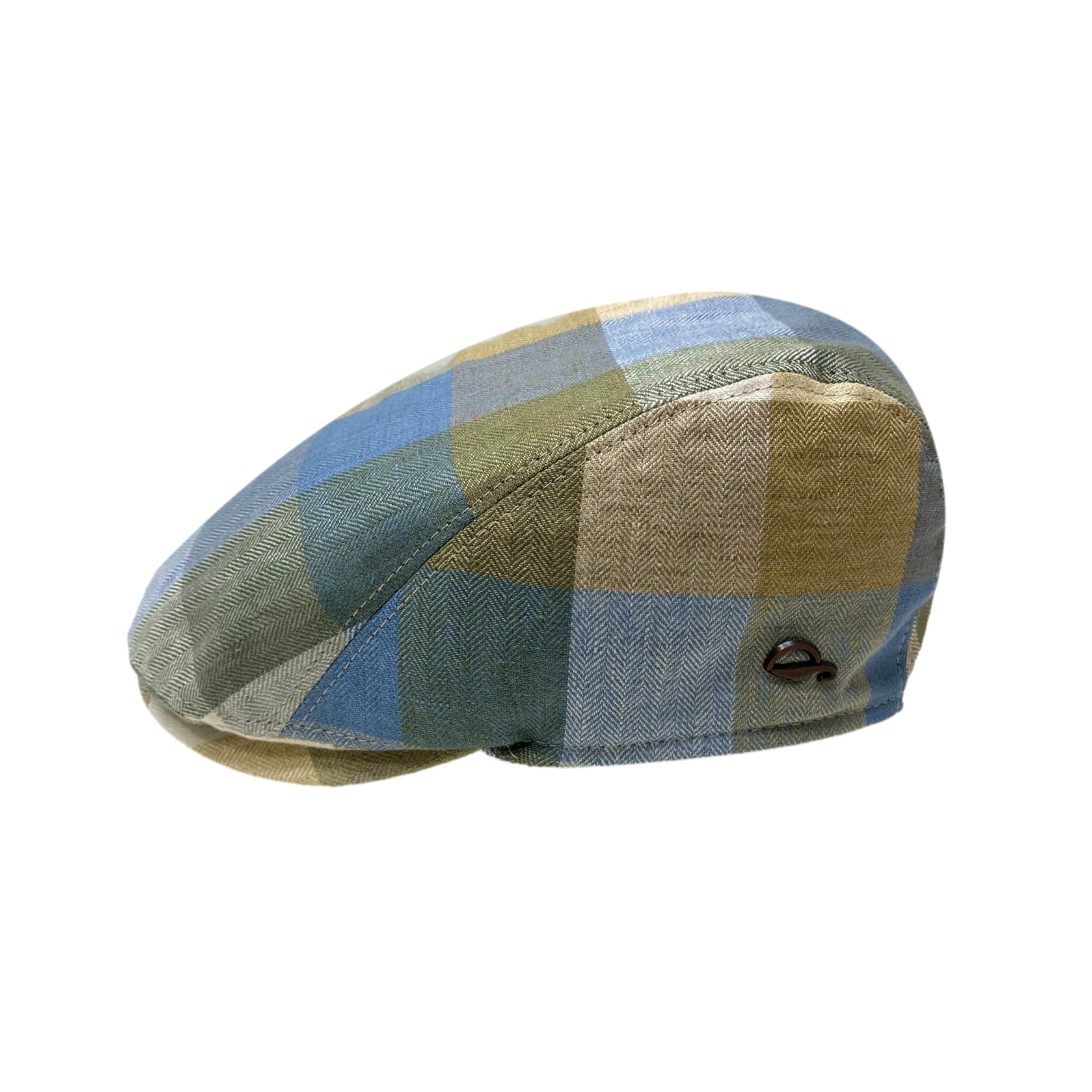 Jackson Blue & Tan Plaid Driving Cap for Men - Vintage Style Flat Cap for Casual Wear, Golf, Outdoor Activities & Travel