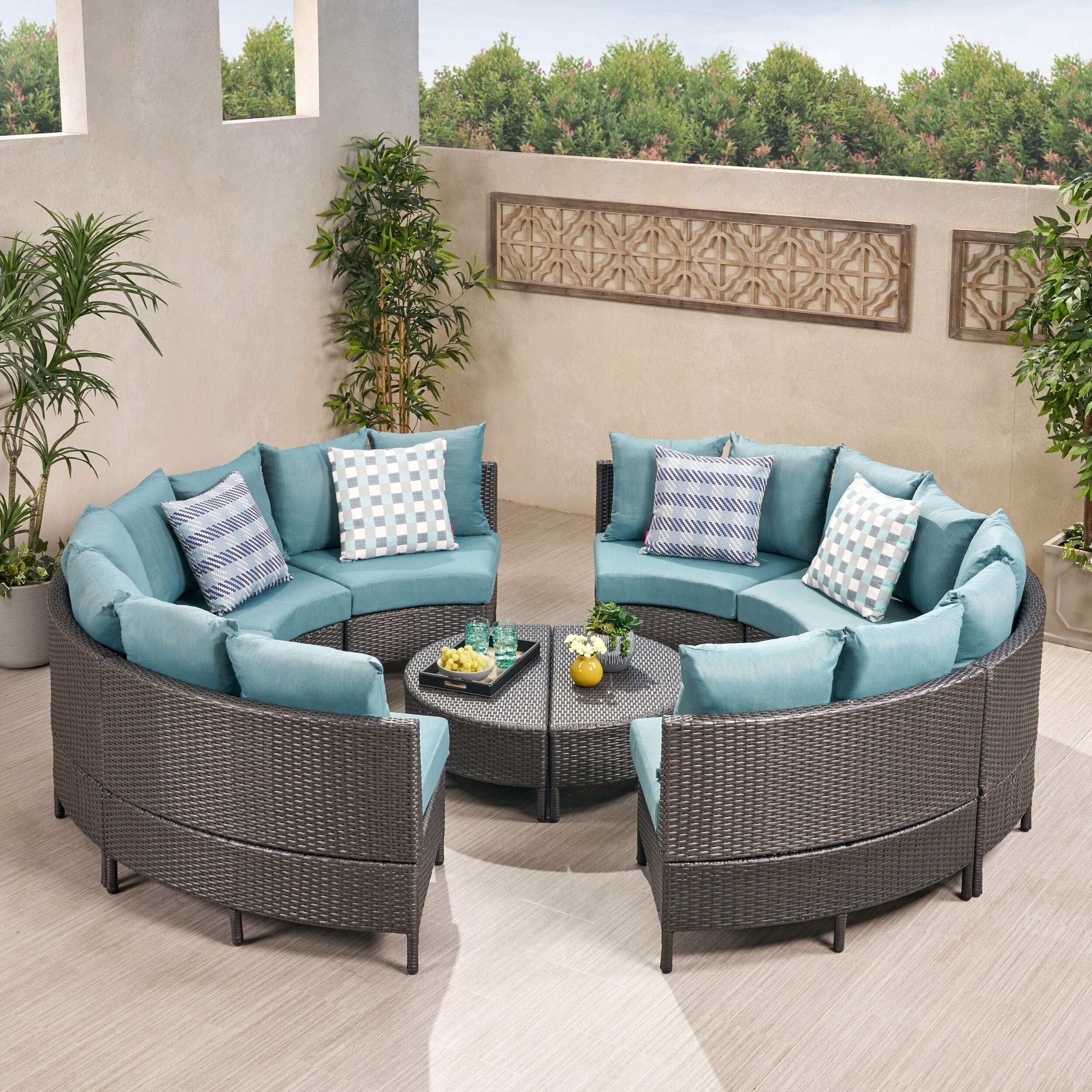 Christopher Knight Home 295752 Outdoor Patio Sofa Set - 3-Piece Waterproof Wicker Sectional with Cushions for Backyard, Garden, Poolside & Deck Relaxation