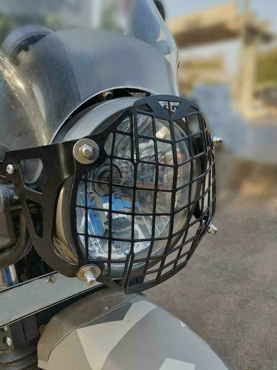 Royal Enfield Himalayan 411 Black Powder Coated Headlight Grill - Durable Motorcycle Accessory for Adventure Riding & Off-Road Protection