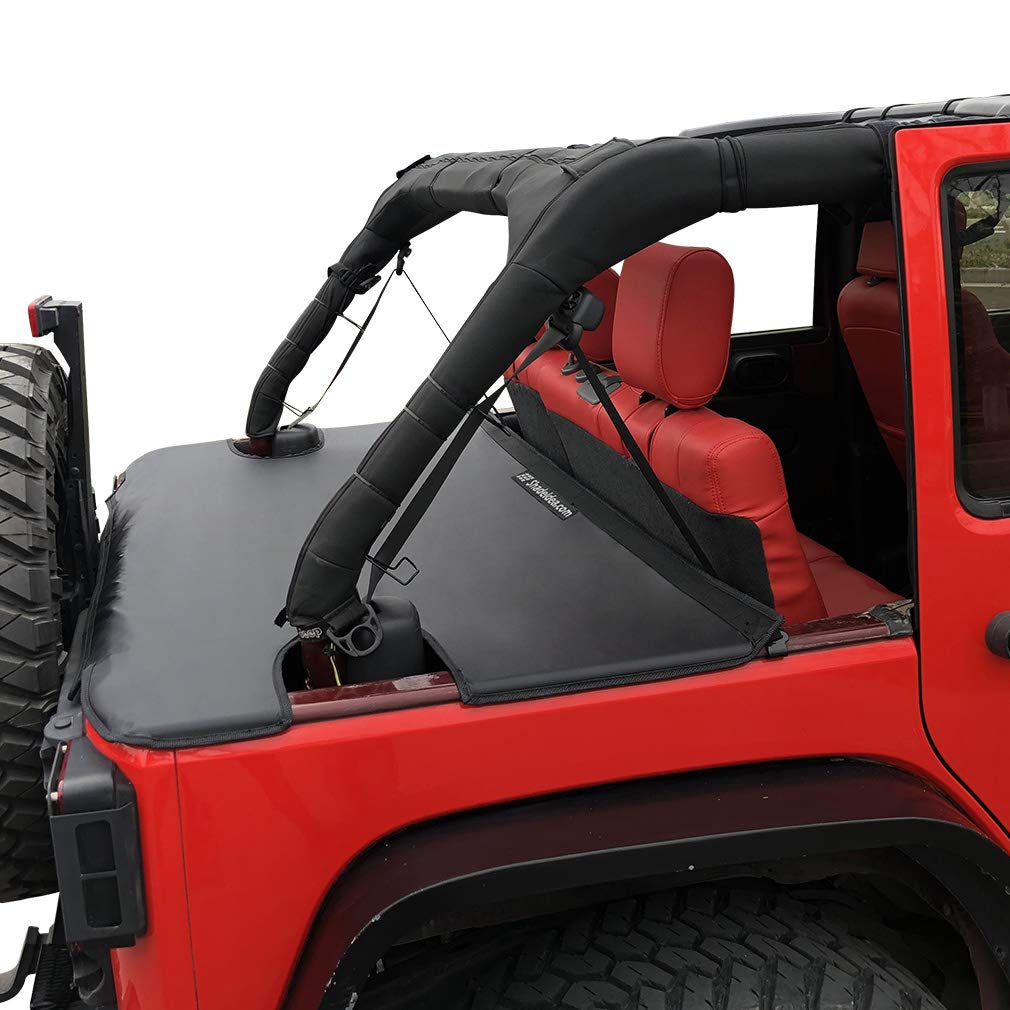 Shadeidea Black Vinyl Tonneau Cover for Jeep Wrangler JK Unlimited (2007-2018) 4-Door | Rear Trunk & Cargo Protection | Waterproof Tailgate Cover with 3-Year Warranty | Perfect for Off-Roading & Outdoor Adventures
