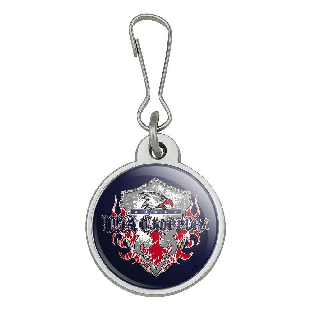 GRAPHICS & MORE USA Choppers Shield Flames Eagle American Motorcycle Biker Jacket Handbag Purse Luggage Backpack Zipper Pull Charm - Stylish Accessory for Biker Gear, Leather Jackets & Travel Bags