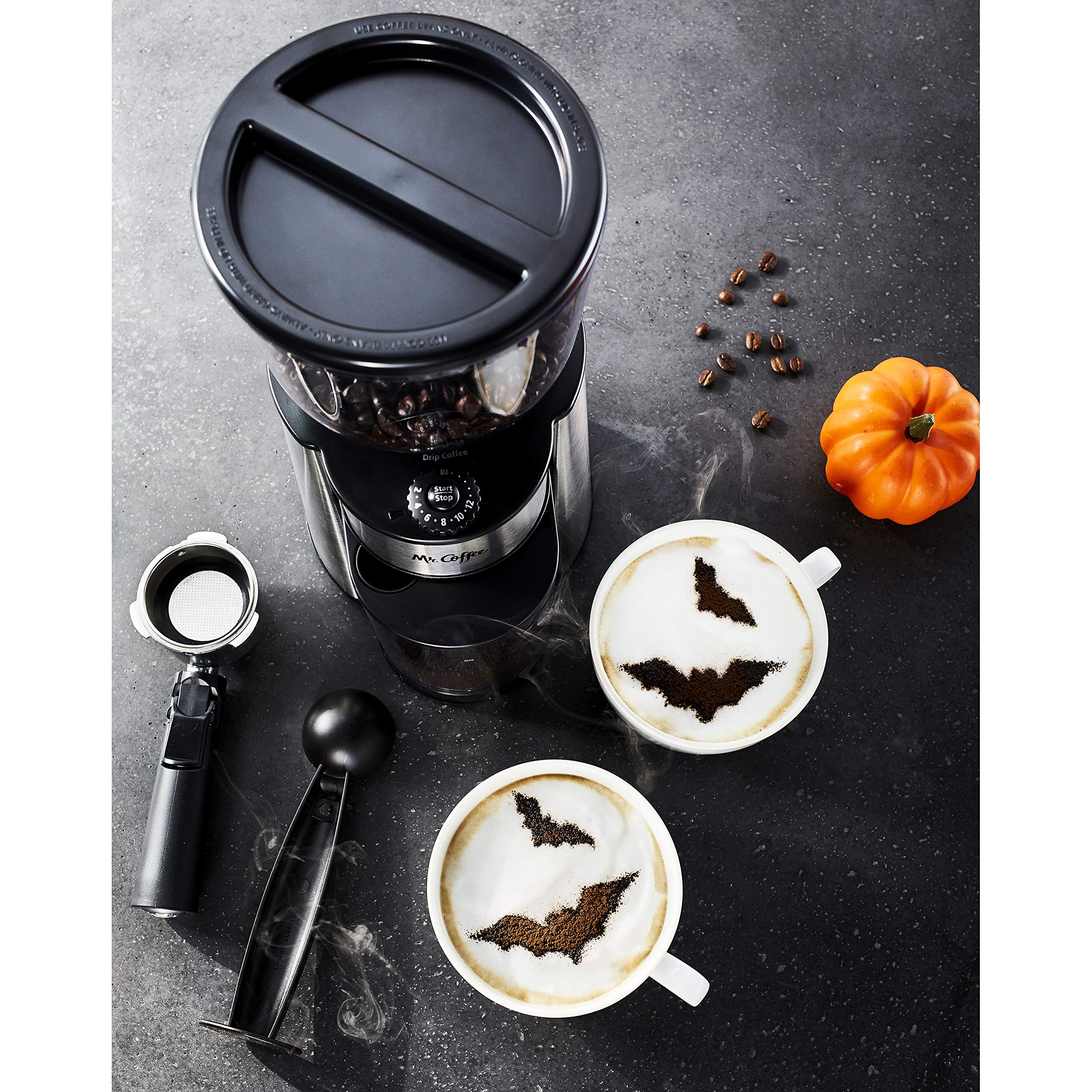 Premium Mr. Coffee Automatic Burr Mill Grinder - 18 Custom Grind Settings for Espresso, Drip & French Press - Stainless Steel Silver - Perfect for Home & Office Coffee Brewing