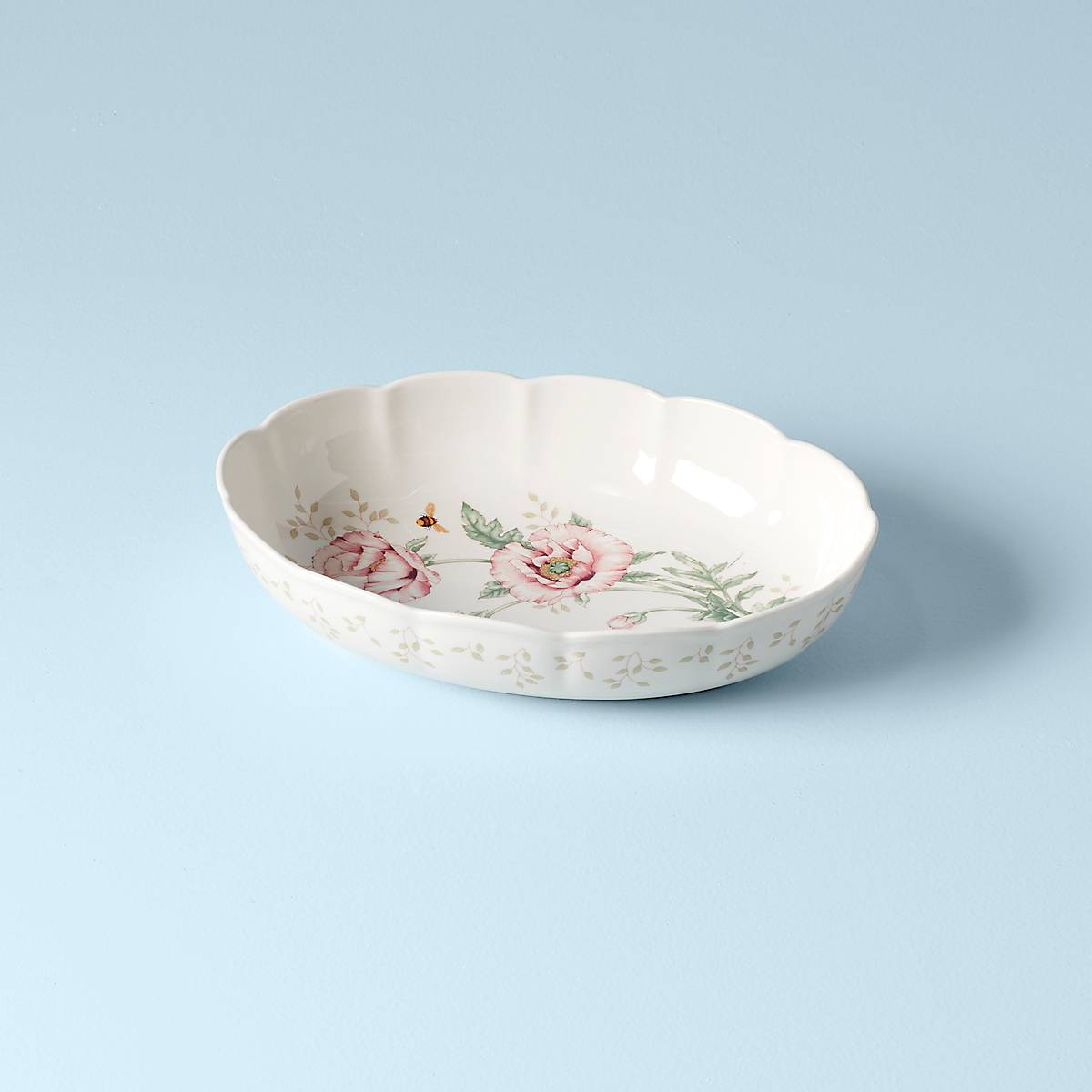 Butterfly Meadow Scalloped Oval Baking Dish - Ceramic Casserole Dish for Oven, Microwave & Serving - Perfect for Casseroles, Pies & Family Dinners