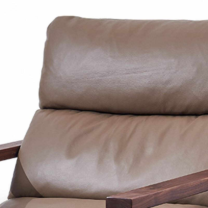 Premium Walnut Brown Leather Recliner Armchair with Auburn Wooden Legs - Modern Living Room Furniture for Relaxation & Home Theater Seating
