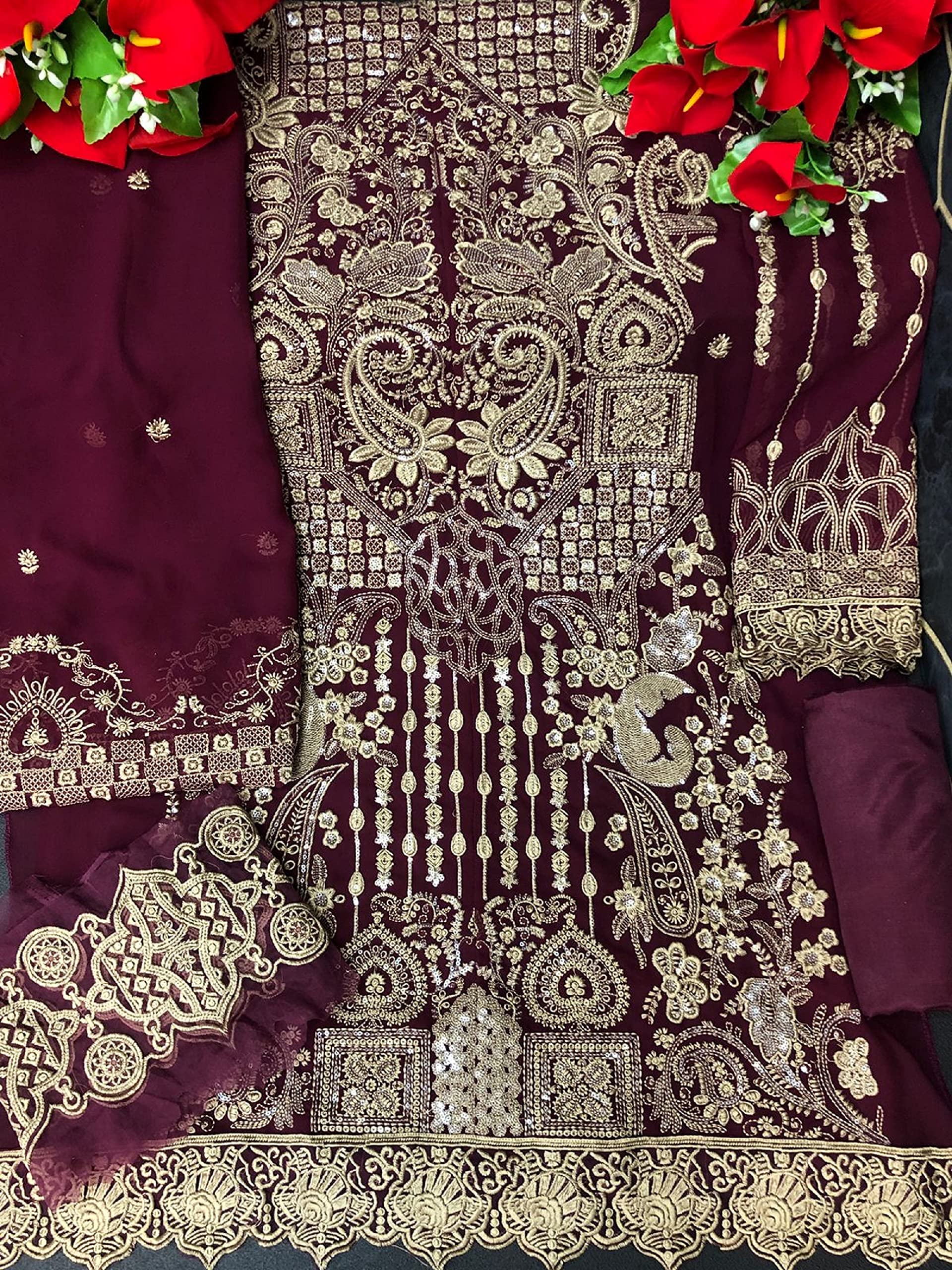 Stylish Indian Pakistani Designer Shalwar Kameez Pant & Dupatta Dresses for Women - Perfect for Weddings, Parties & Festive Occasions