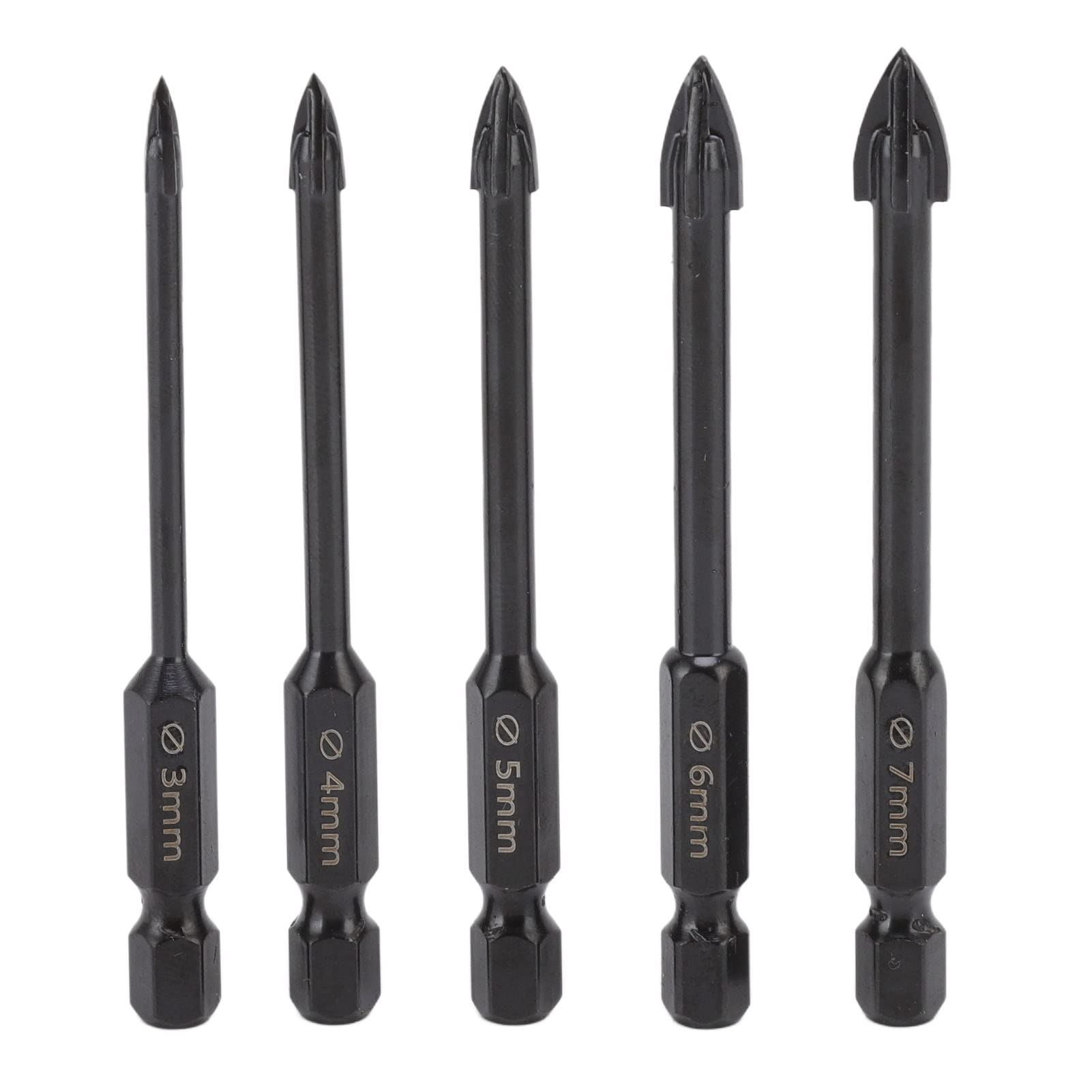 Haofy 5Pcs Carbide Drill Bits Set for Tile, Glass, Ceramic - Home Improvement Tools (Black) - Perfect for DIY & Professional Use