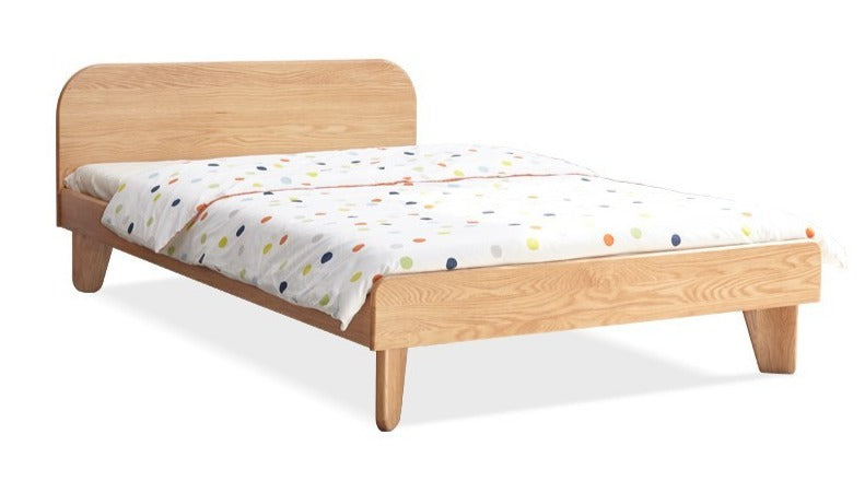 Solid Oak Wood Kids Bed - Sturdy & Safe Toddler Bed Frame for Boys & Girls - Perfect for Nursery, Bedroom, or Playroom