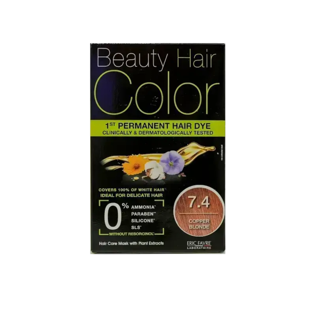 Eric Favre Beauty Hair Color 7.4 Copper Blonde - Permanent Hair Dye for Women & Men - Ammonia Free, Long Lasting Vibrant Color - Perfect for Brunettes Wanting Warm Blonde Highlights at Home or Salon