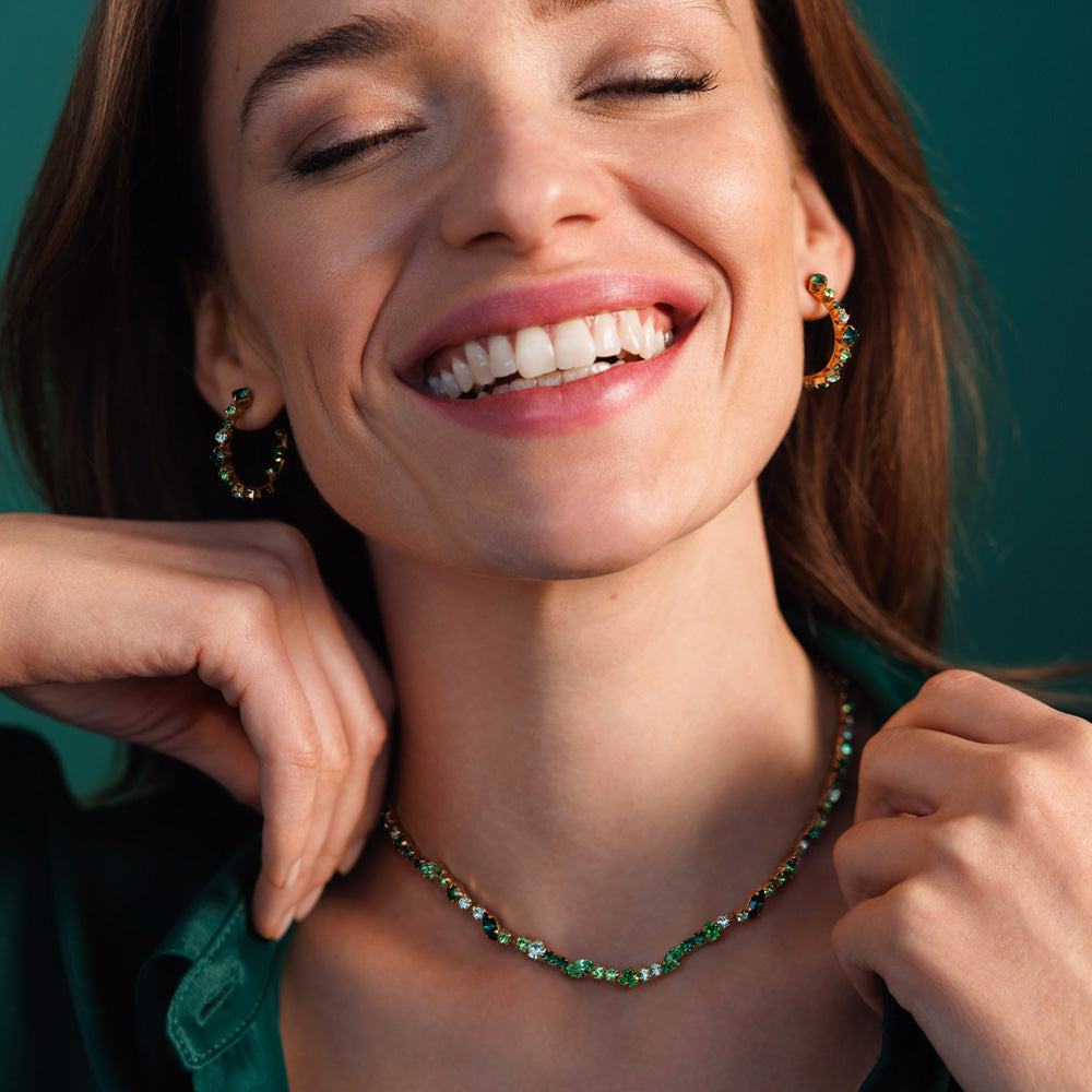 Antonia Green Combo Necklace – Elegant Jewelry for Women | Perfect for Parties, Weddings & Everyday Wear