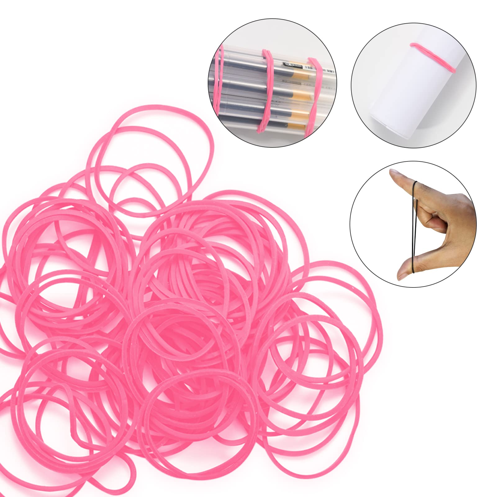 380 PCS Pink Binder Clips & Paper Clips Set - Assorted Sizes Office Supplies with Rubber Bands for Organizing Files, Documents, School Projects & Home Office Use