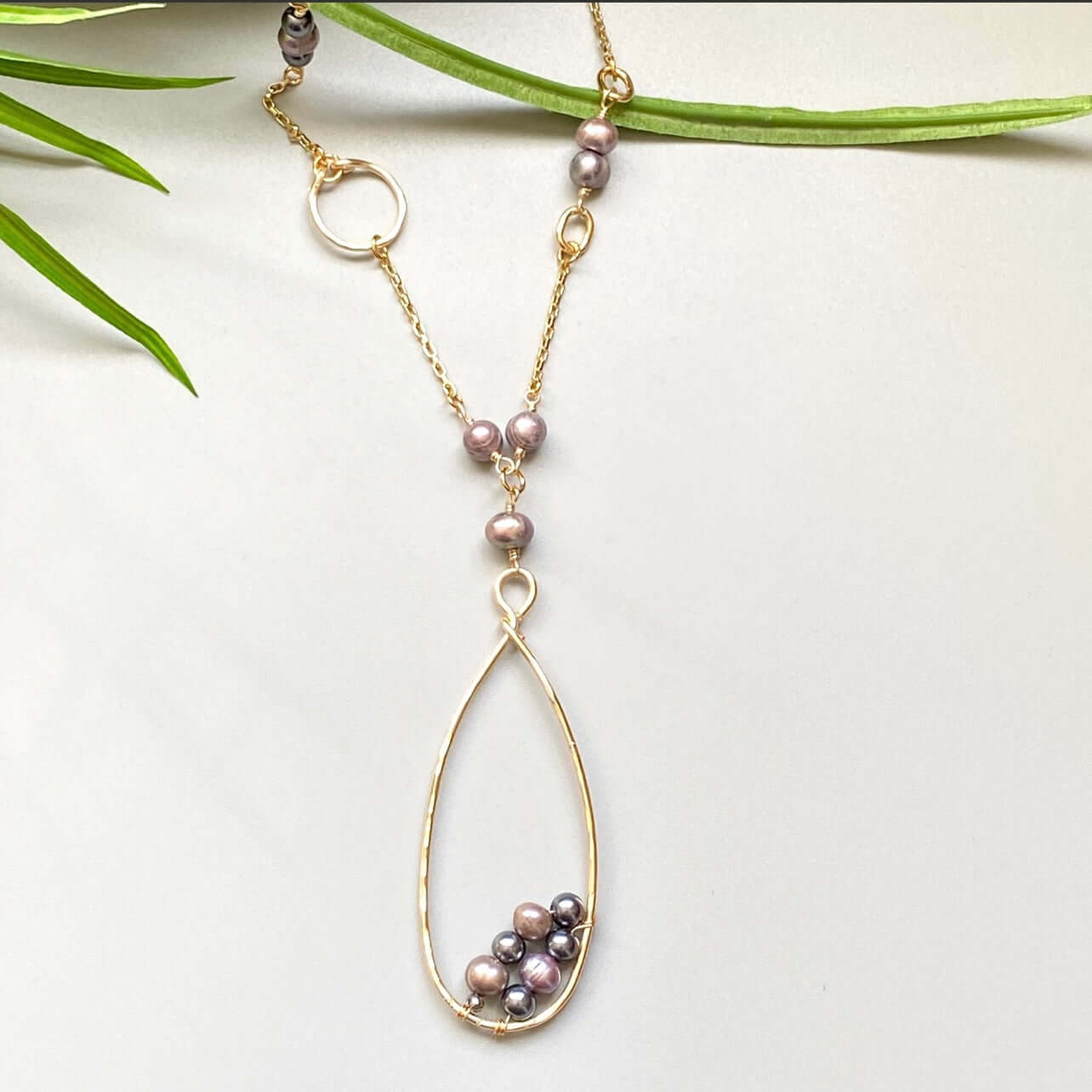 Handmade Peacock Pearl & Teardrop Hoop Pendant Necklace - Elegant Jewelry Gift for Women | Perfect for Weddings, Parties & Special Occasions