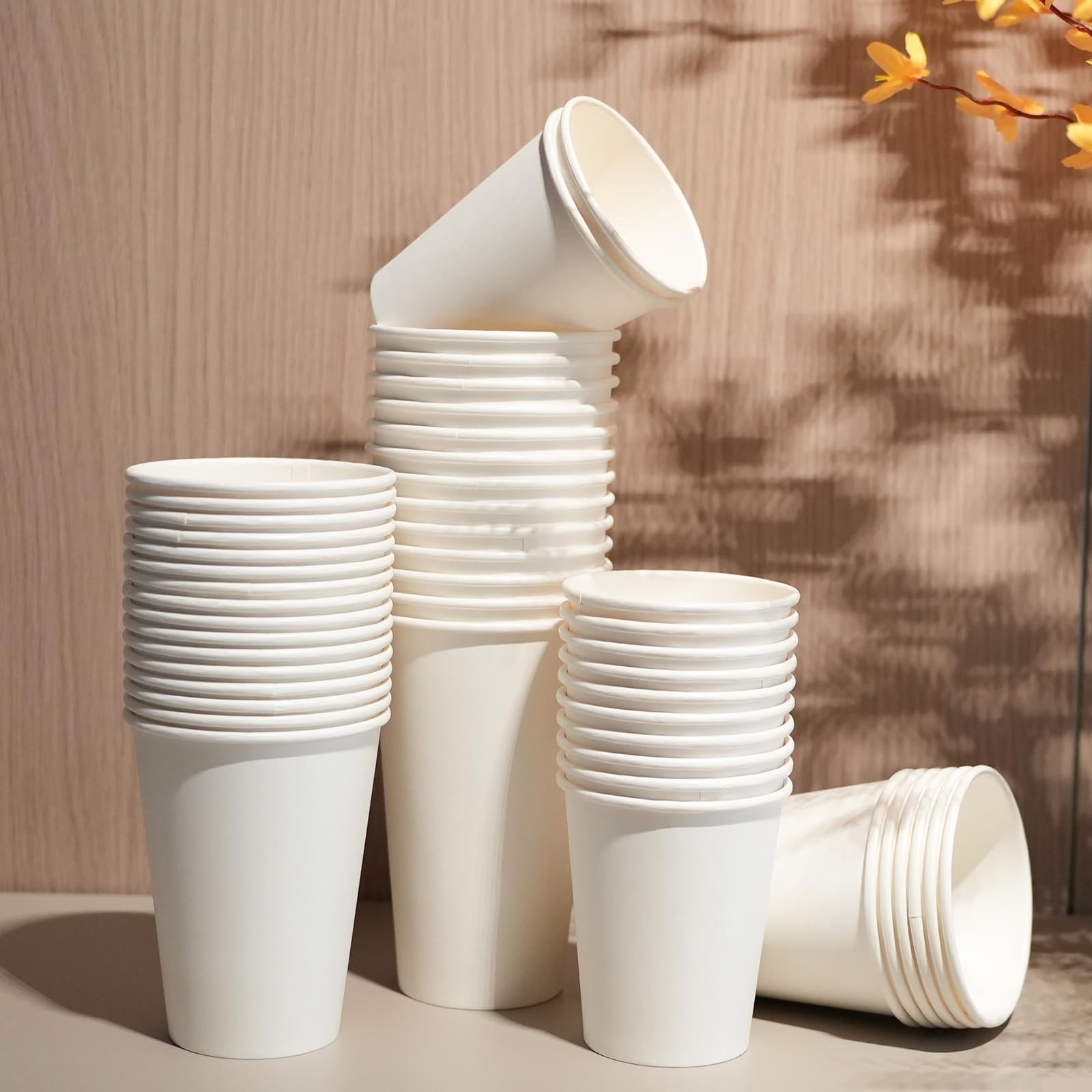 100 Count 12 oz Disposable Paper Cups - Leak-Proof Hot & Cold Drink Cups for Coffee, Tea, and Beverages - Ideal for Office, Cafes, Parties, and Takeout