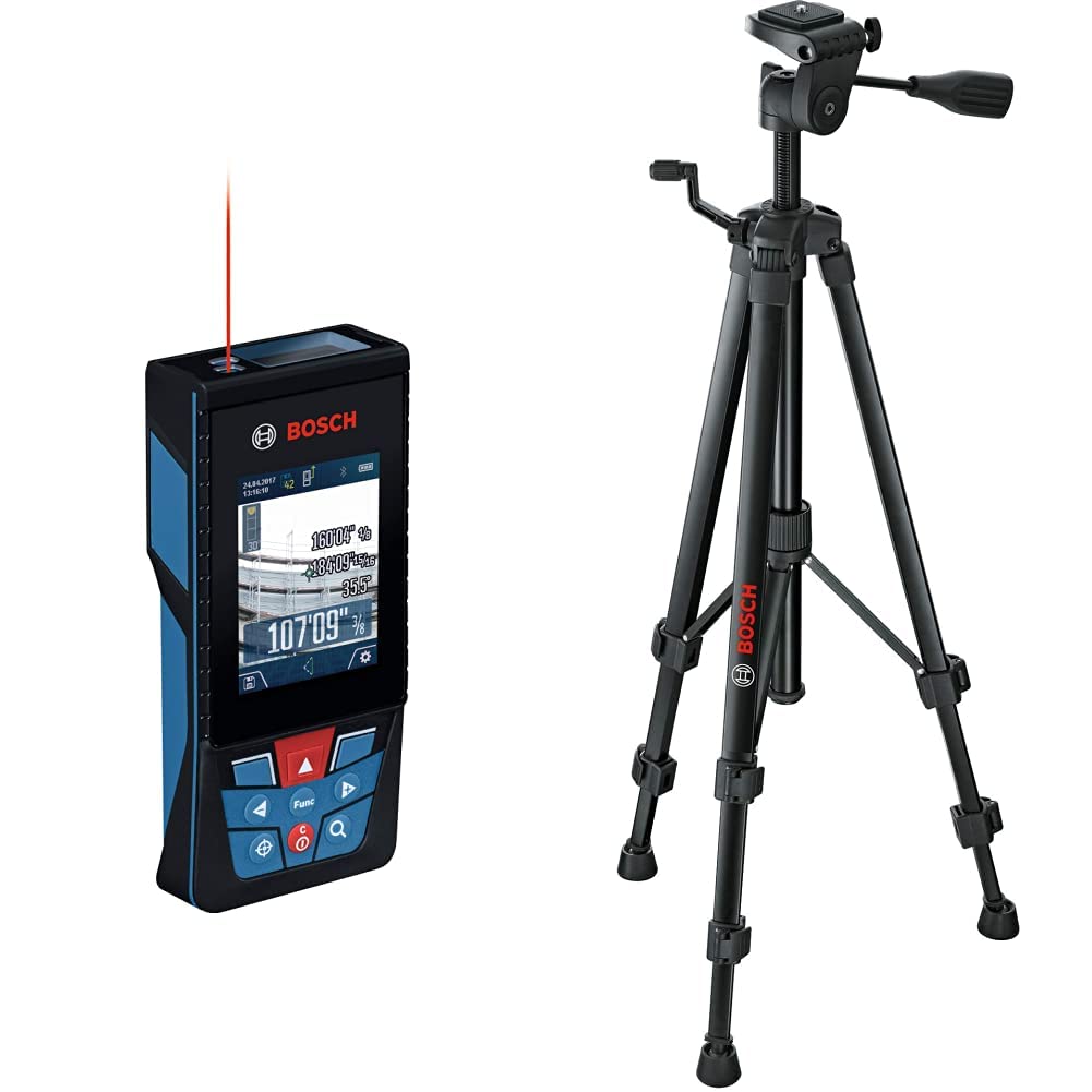 Bosch GLM400C 400ft Bluetooth Laser Measure with BT150 Tripod - Long Range Outdoor Laser Distance Meter for Construction, Landscaping & Home Improvement Projects