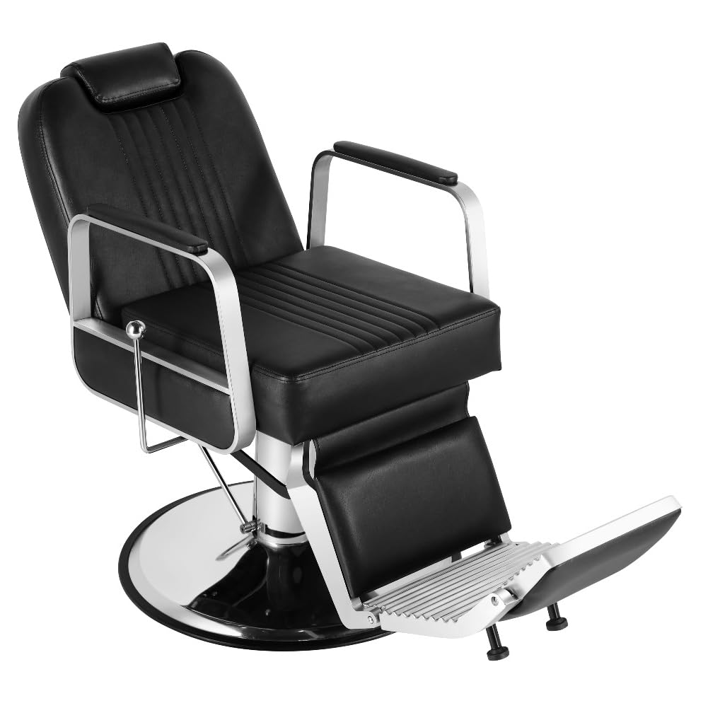 Professional Barber Chair - Adjustable Reclining Salon Chair with Swivel & Headrest for Hair Stylists | Beauty Equipment for Hairdressing, Styling & Shampoo Services | Perfect for Salons, Spas & Home Barber Stations