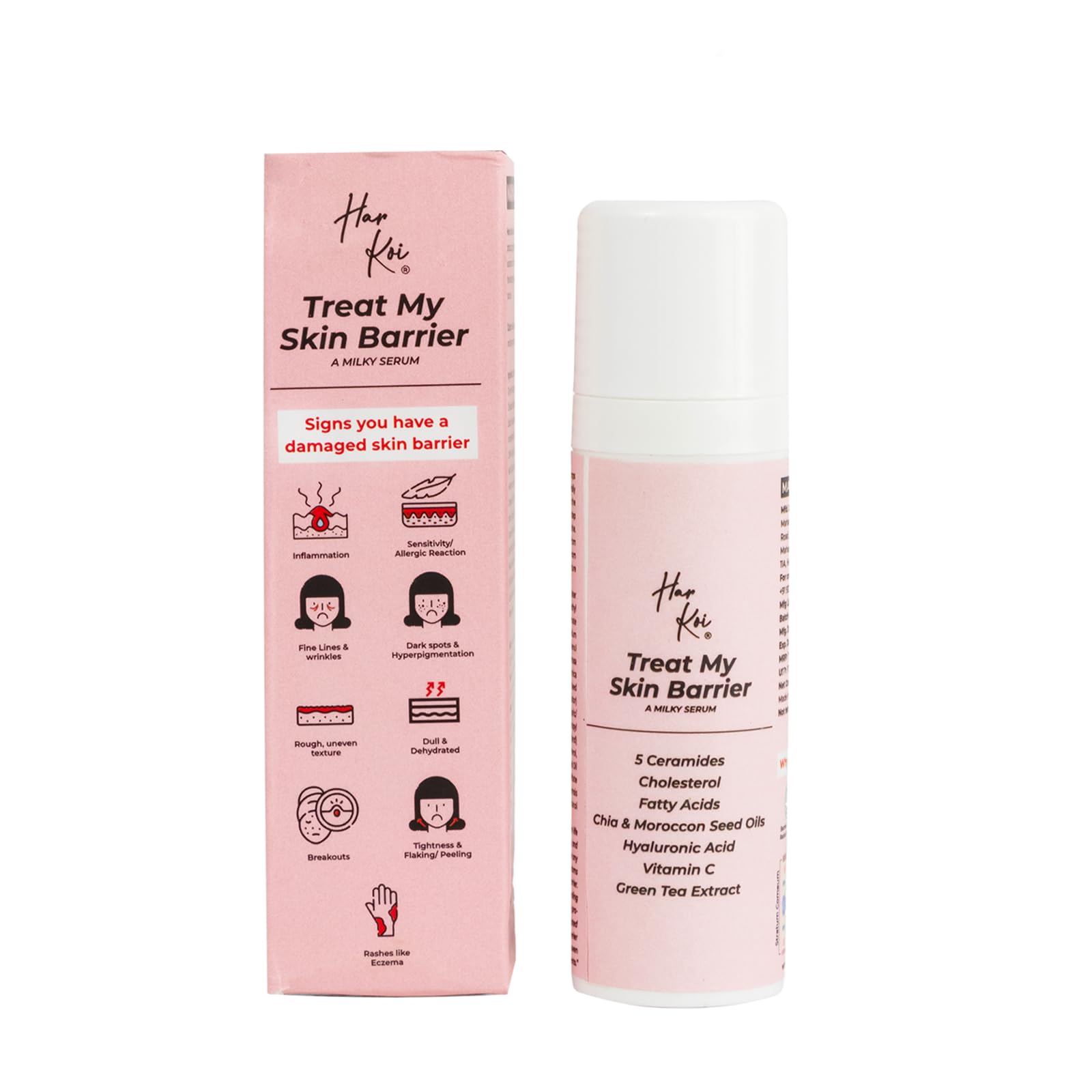 Harkoi Skin Barrier Repair Serum & Moisturizer - 5 Ceramides, Vitamin C, Green Tea & 3 Hyaluronic Acids | Lightweight Face Treatment for Dry Skin, Acne Scars & Texture Improvement | Fragrance Free (30ml) | Perfect for Daily Skincare Routine & Post-Procedure Recovery