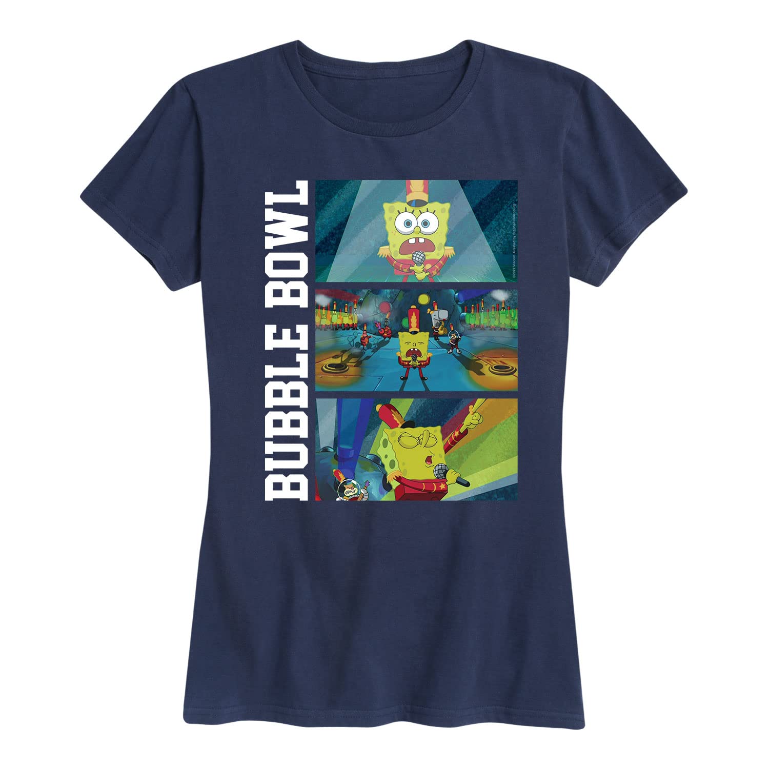 Spongebob SquarePants Bikini Bottom Bubble Bowl Women's Short Sleeve T-Shirt | Cartoon Graphic Tee | Casual Summer Top for Women | Perfect for Beach Outings, Cosplay & Everyday Wear