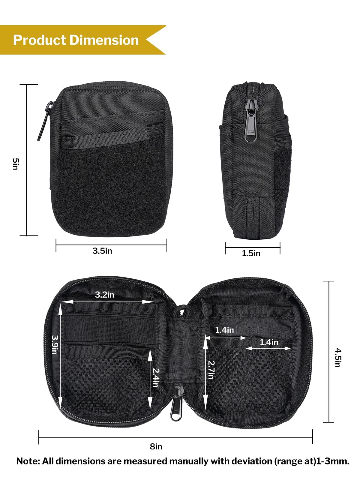 VIPERADE VE31 EDC Pouch - Mini Tactical Organizer Bag with Velcro Fastening for Camping, Hiking, Travel & Bushcraft | Compact Storage for Gear, Tools & Essentials | Perfect for Outdoor Adventures & Everyday Carry (EDC)