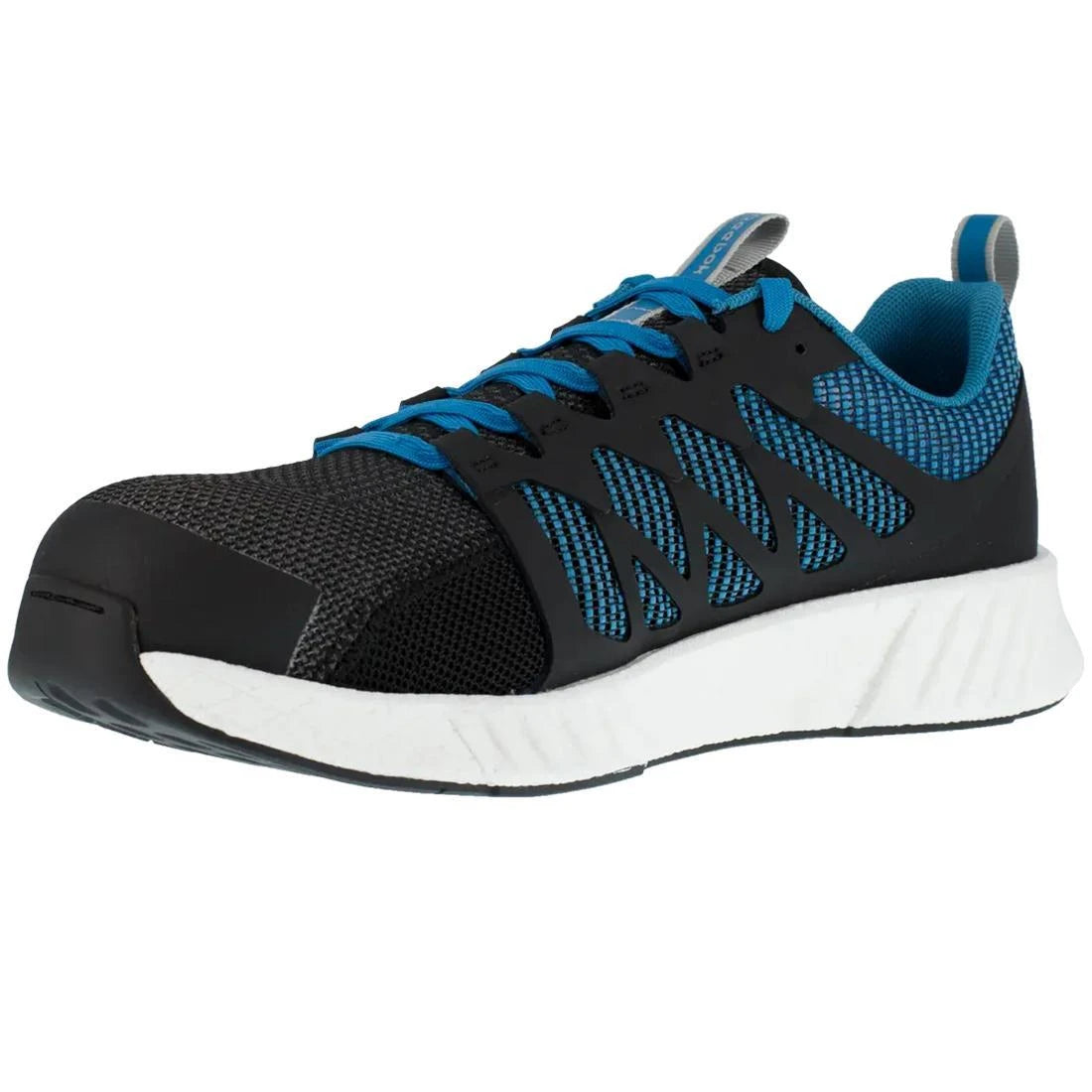 Fusion Flexweave™ Composite Toe Athletic Work Shoes for Men - Lightweight Safety Shoes Black/Blue - Perfect for Construction, Warehouse & Industrial Work