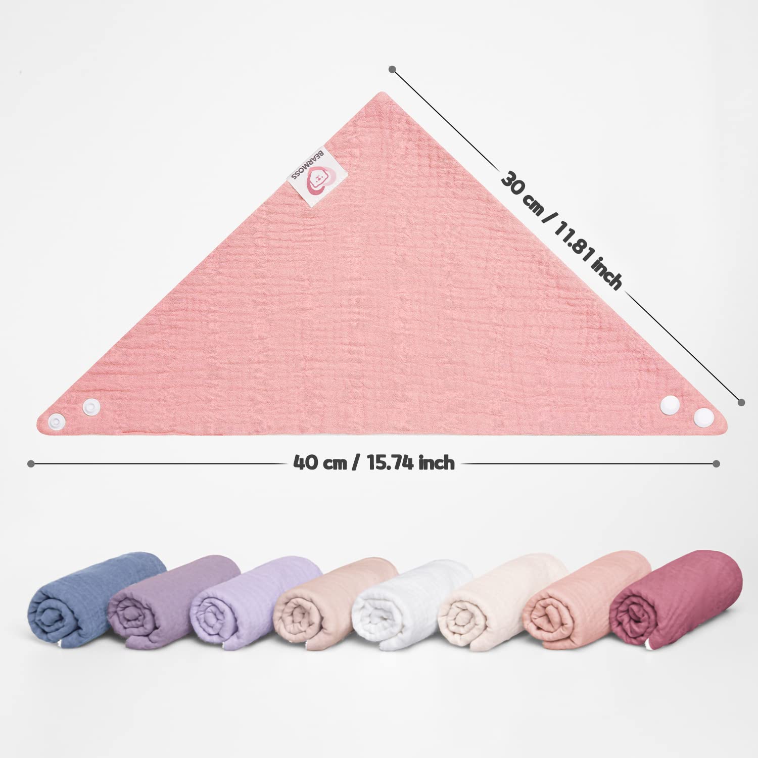 Bearmoss Muslin Baby Bibs - 100% Cotton Bandana Drool Bibs for Boys & Girls | Soft, Absorbent & Washable | Perfect for Teething, Drooling & Mealtime (Set of 3)