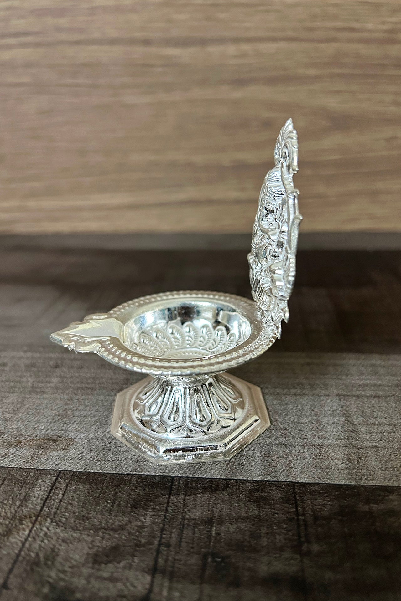 925 Sterling Silver Ganesha on Lotus Diya - Hindu Puja Decor & Spiritual Gift for Home Altar, Wedding, Festival Celebrations (Design 77)